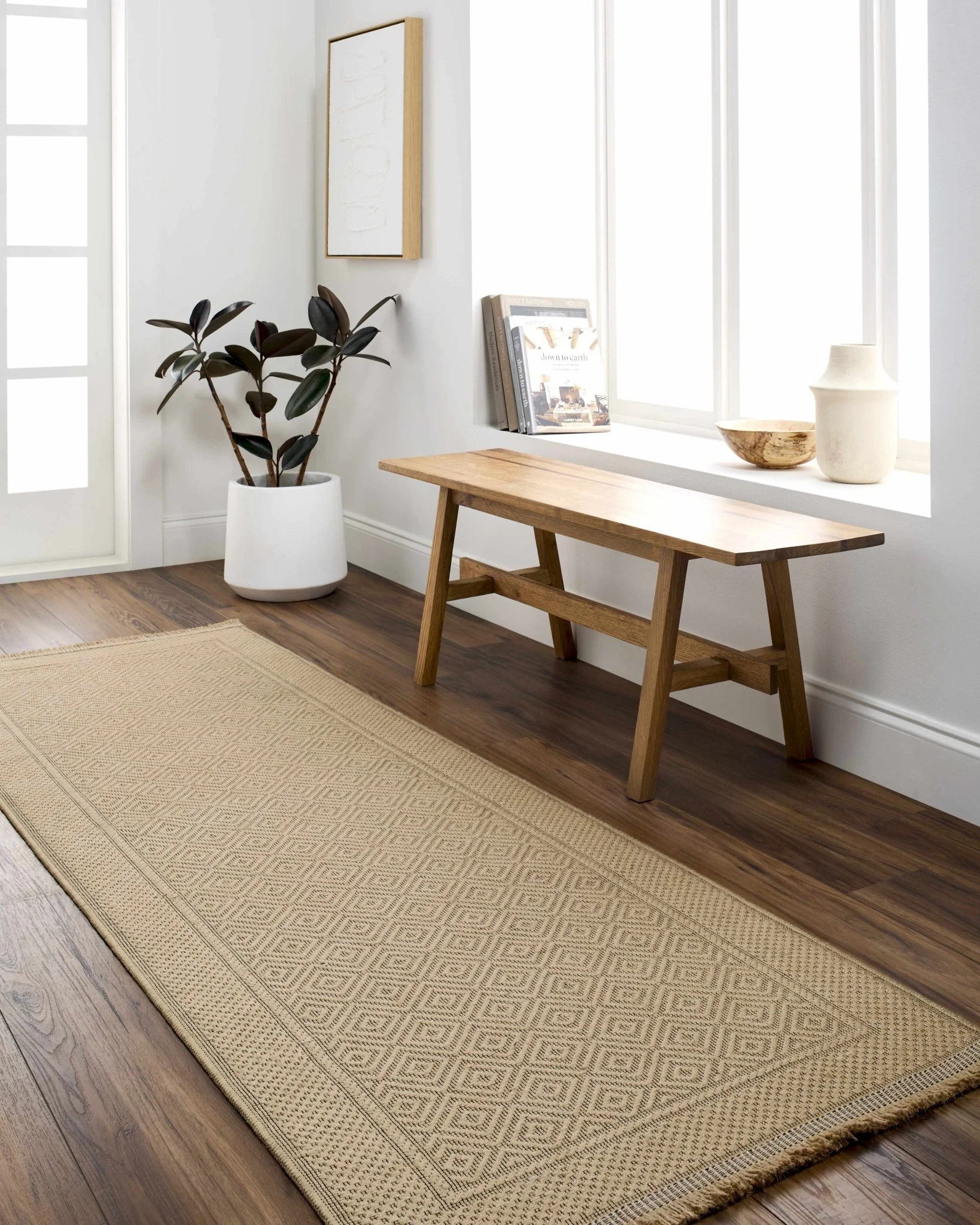 Modern Geometrical Design Beige Machine Woven Jute Area Rug - Image 10