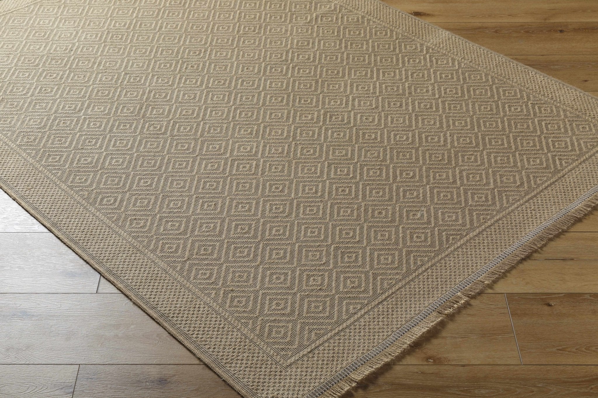 Modern Geometrical Design Beige Machine Woven Jute Area Rug - Image 2