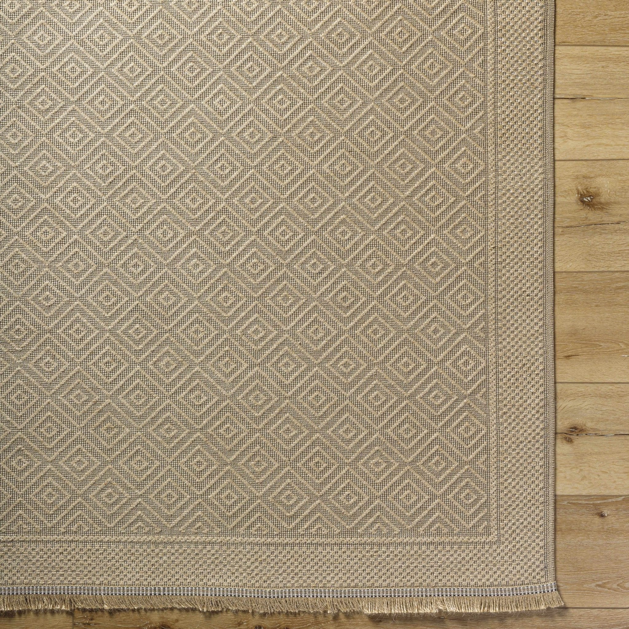 Modern Geometrical Design Beige Machine Woven Jute Area Rug - Image 5