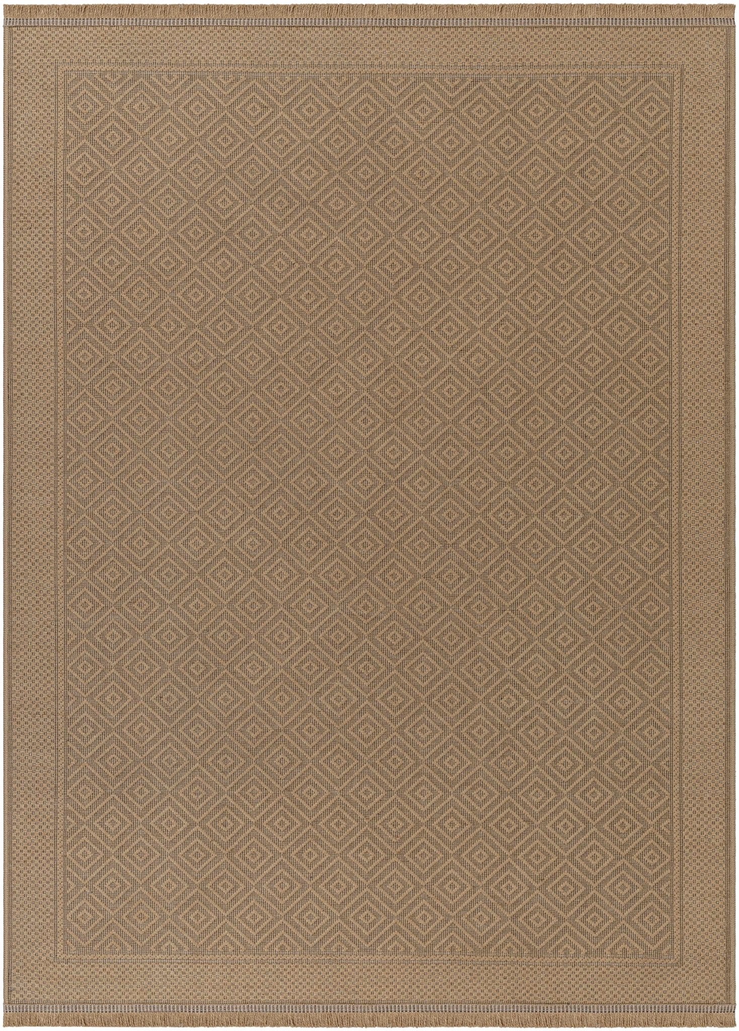 Modern Geometrical Design Beige Machine Woven Jute Area Rug - Image 6