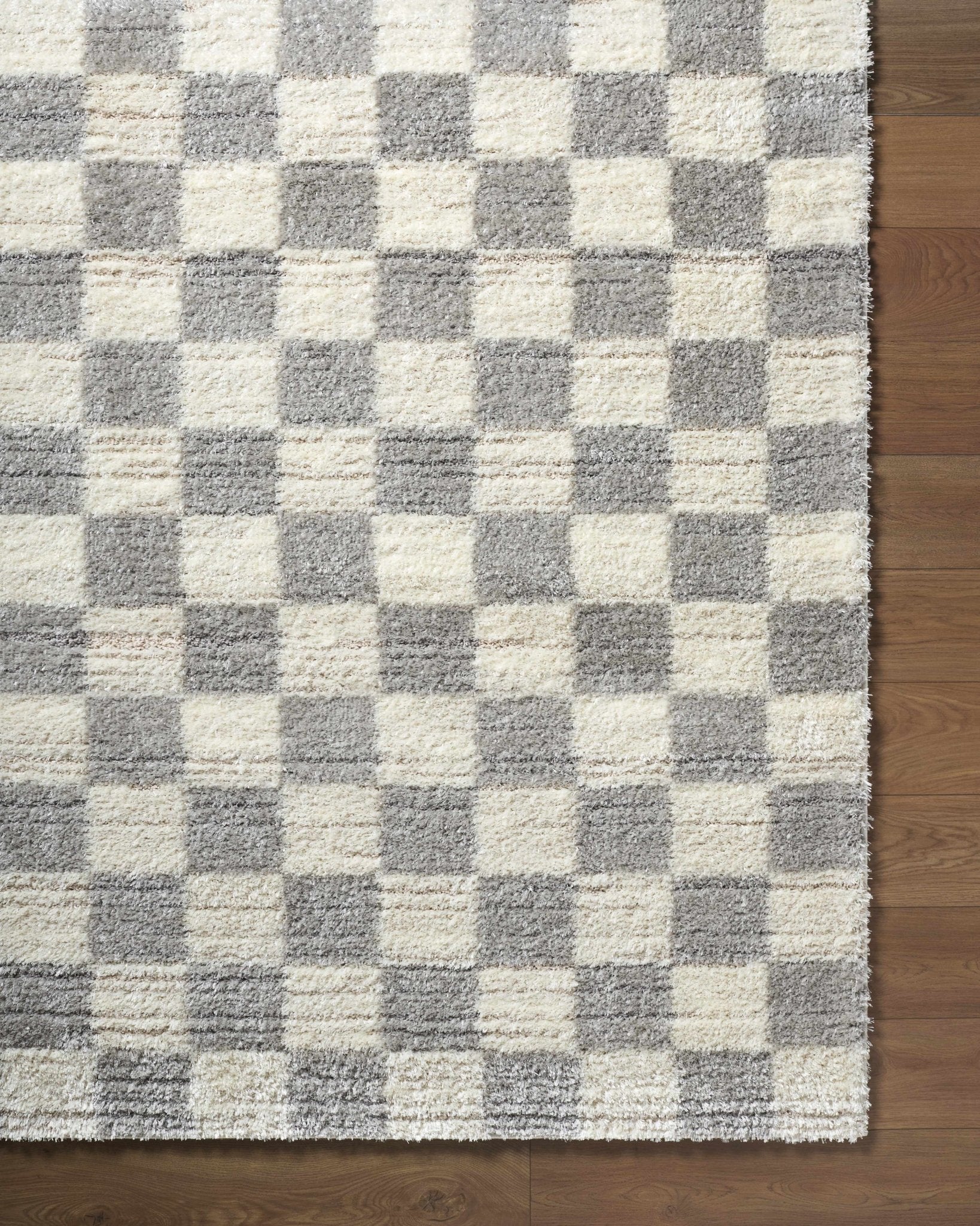 Modern Geometrical Design Cream And Gray Machine Woven Area Rug - Image 4