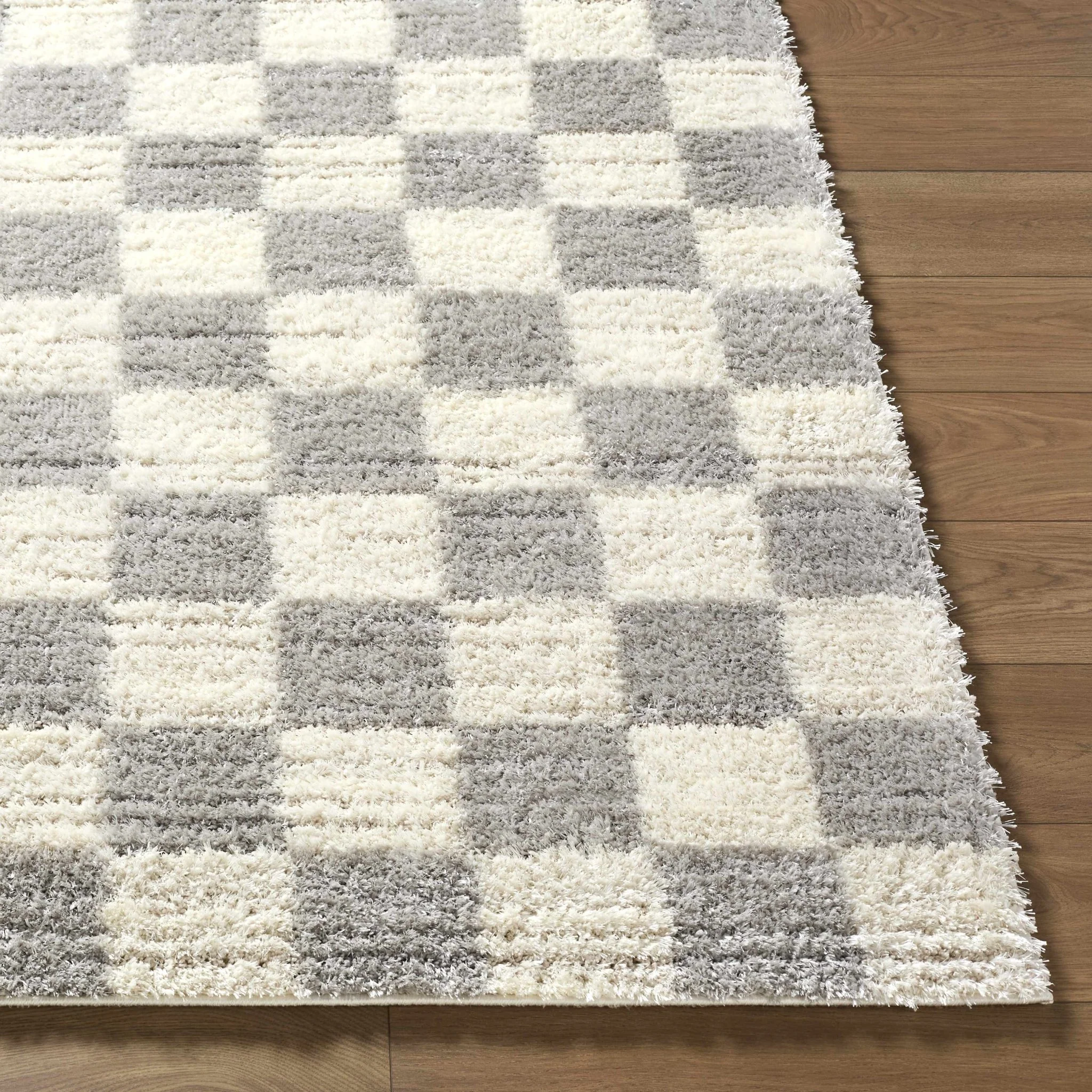 Modern Geometrical Design Cream And Gray Machine Woven Area Rug - Image 5