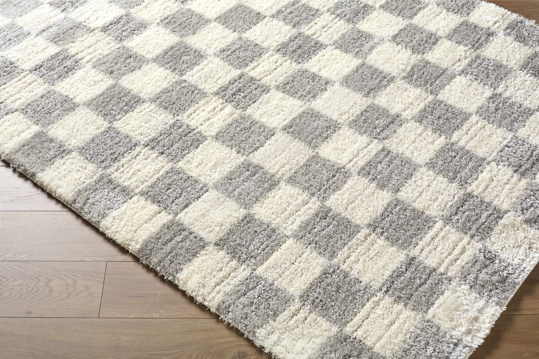 Modern Geometrical Design Cream And Gray Machine Woven Area Rug - Image 6