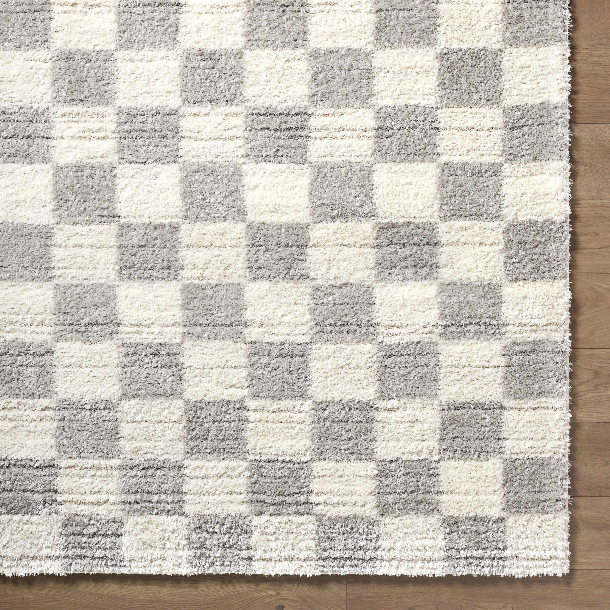 Modern Geometrical Design Cream And Gray Machine Woven Area Rug - Image 7