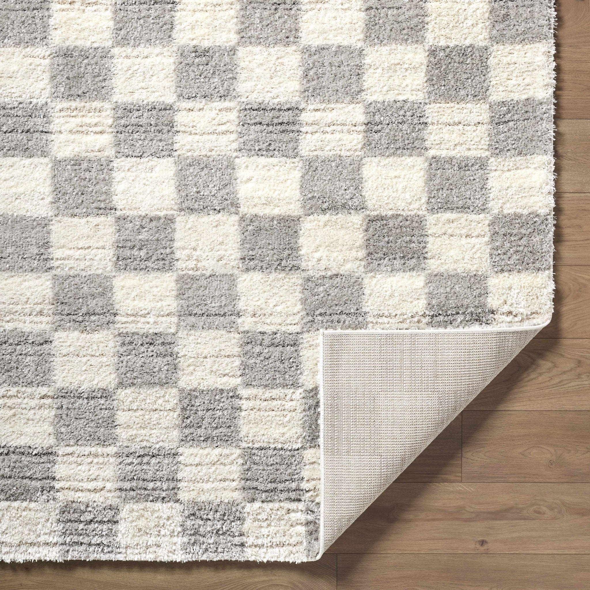 Modern Geometrical Design Cream And Gray Machine Woven Area Rug - Image 8