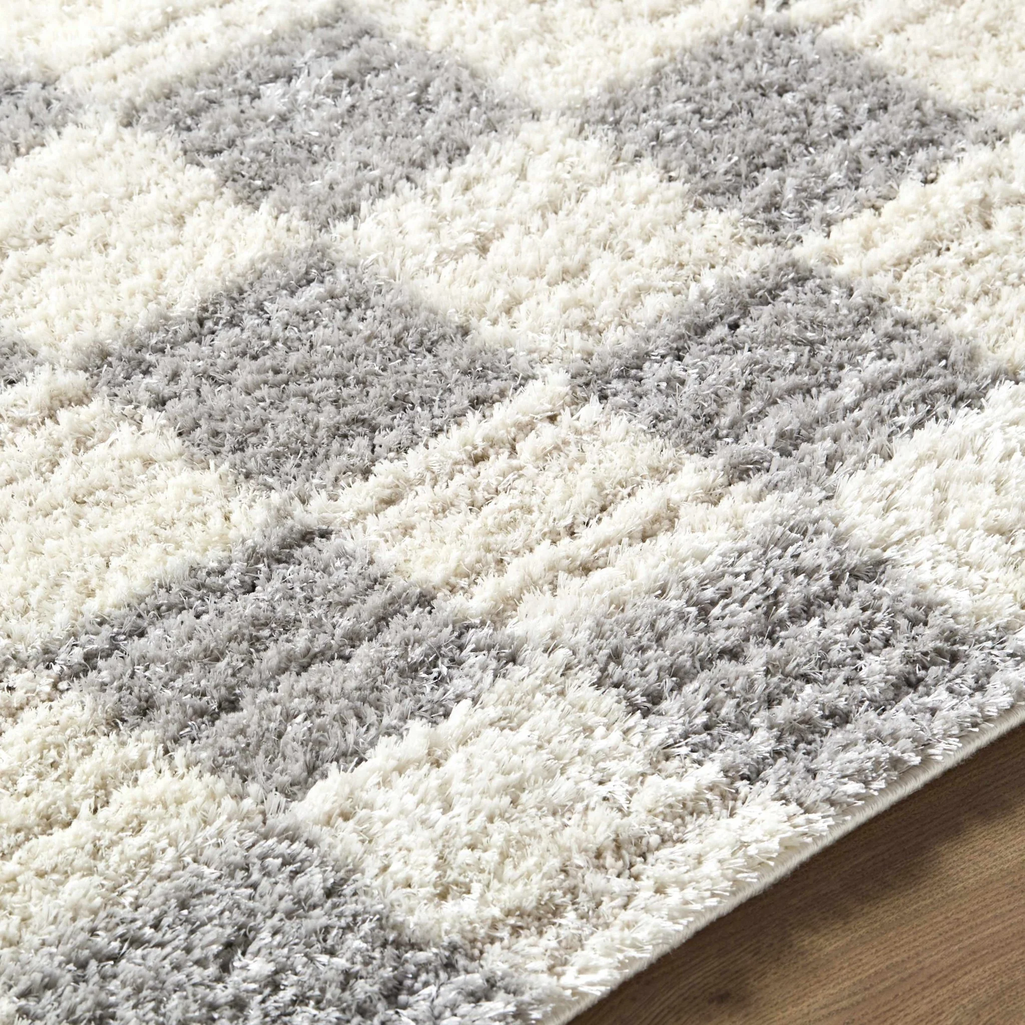Modern Geometrical Design Cream And Gray Machine Woven Area Rug - Image 9