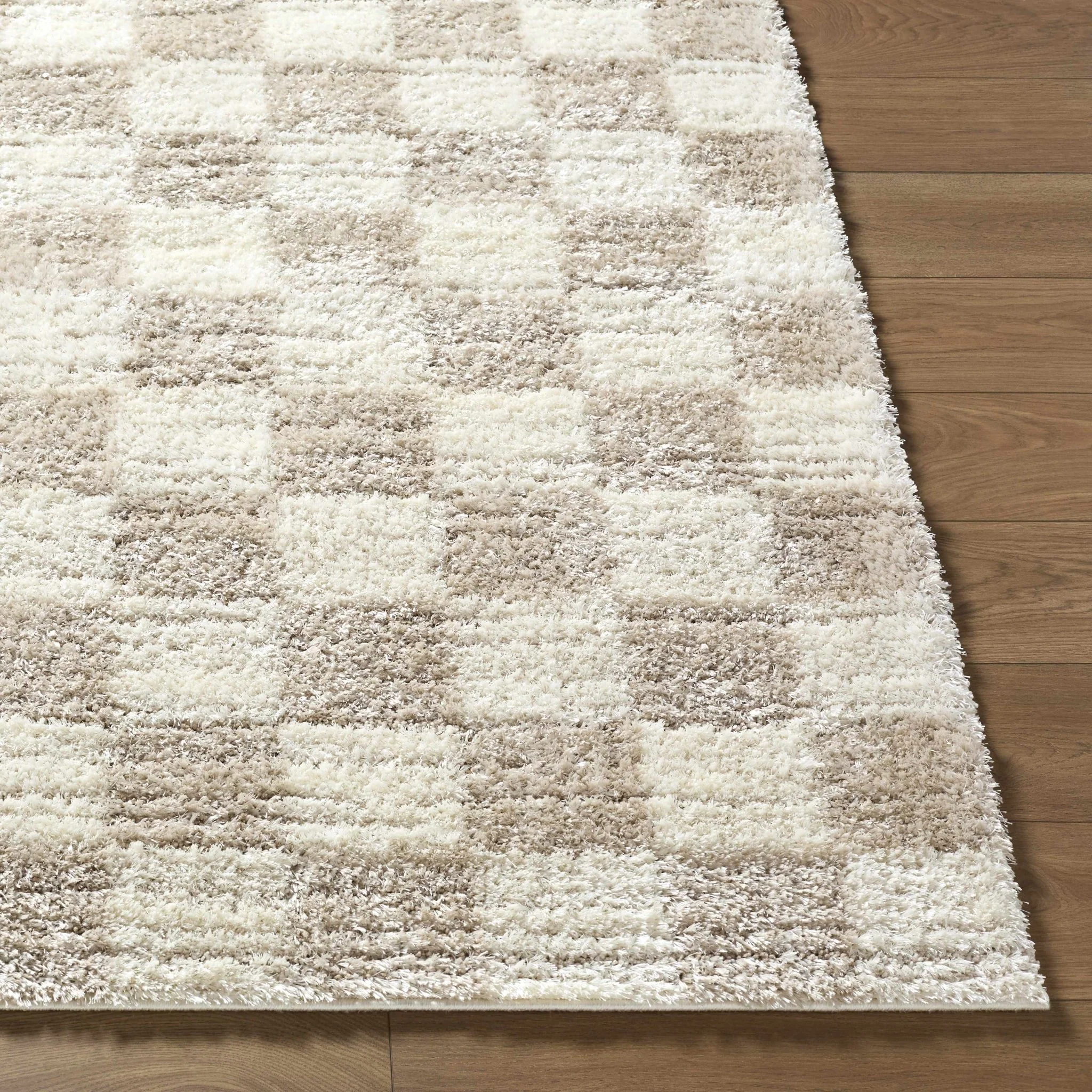 Modern Geometrical Design Cream Machine Woven Area Rug - Image 10