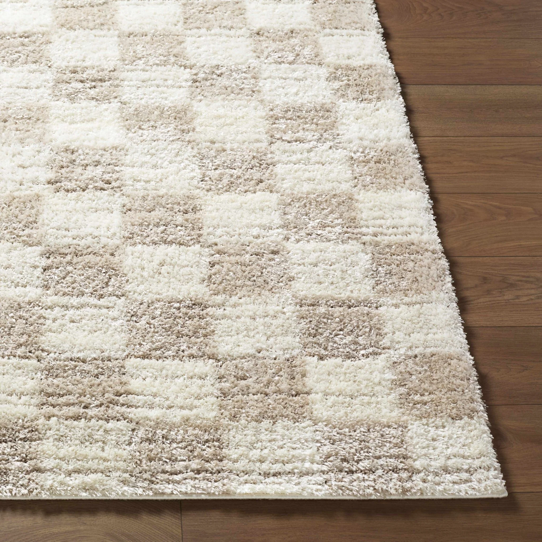 Modern Geometrical Design Cream Machine Woven Area Rug - Image 2