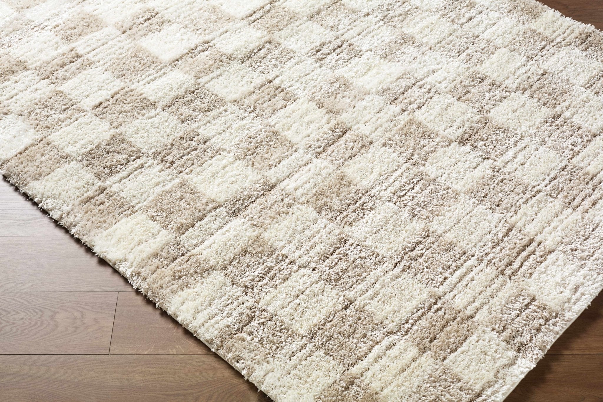 Modern Geometrical Design Cream Machine Woven Area Rug - Image 3