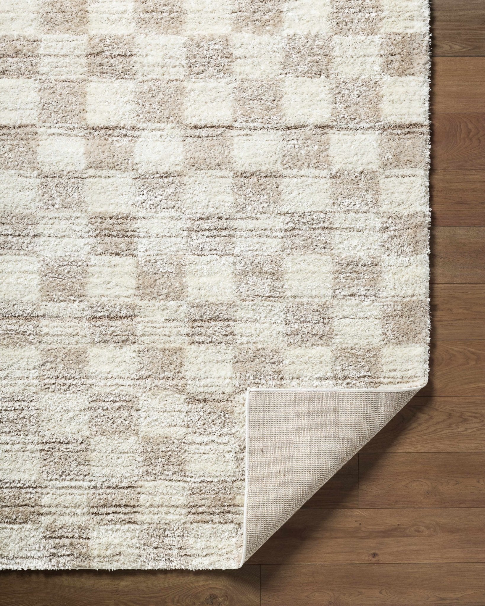 Modern Geometrical Design Cream Machine Woven Area Rug - Image 4