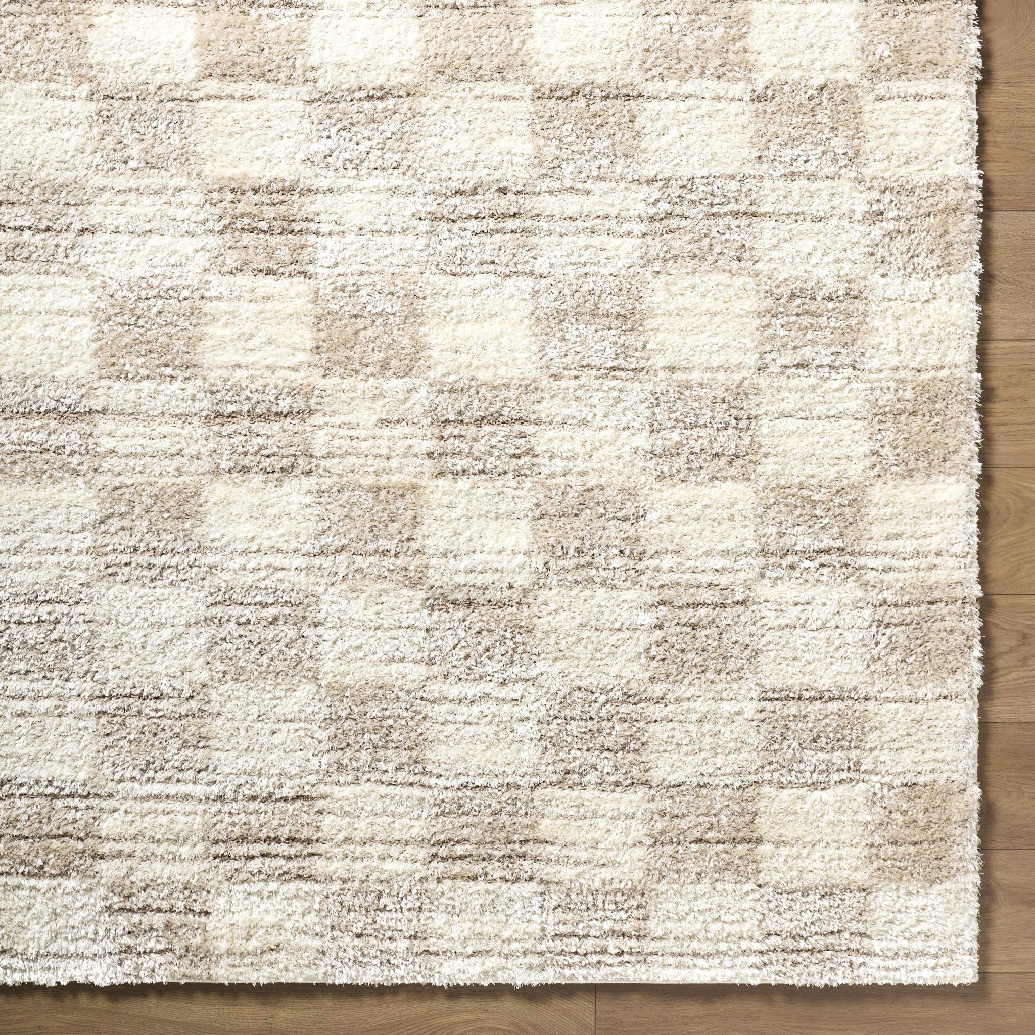 Modern Geometrical Design Cream Machine Woven Area Rug - Image 7