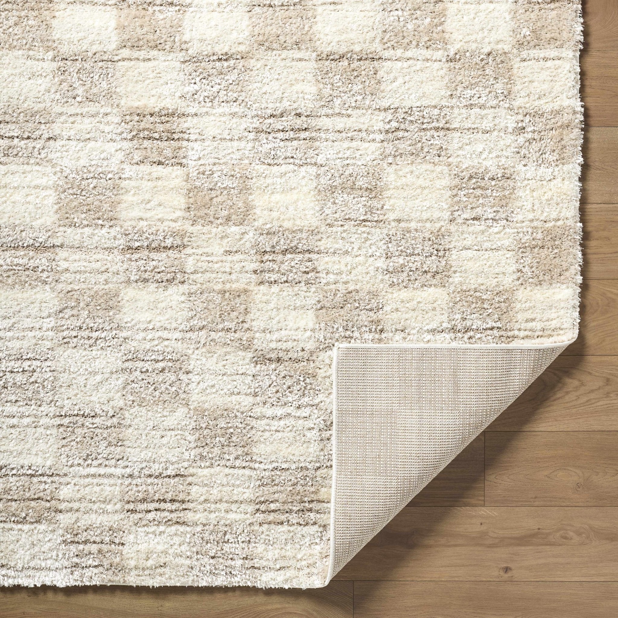 Modern Geometrical Design Cream Machine Woven Area Rug - Image 8