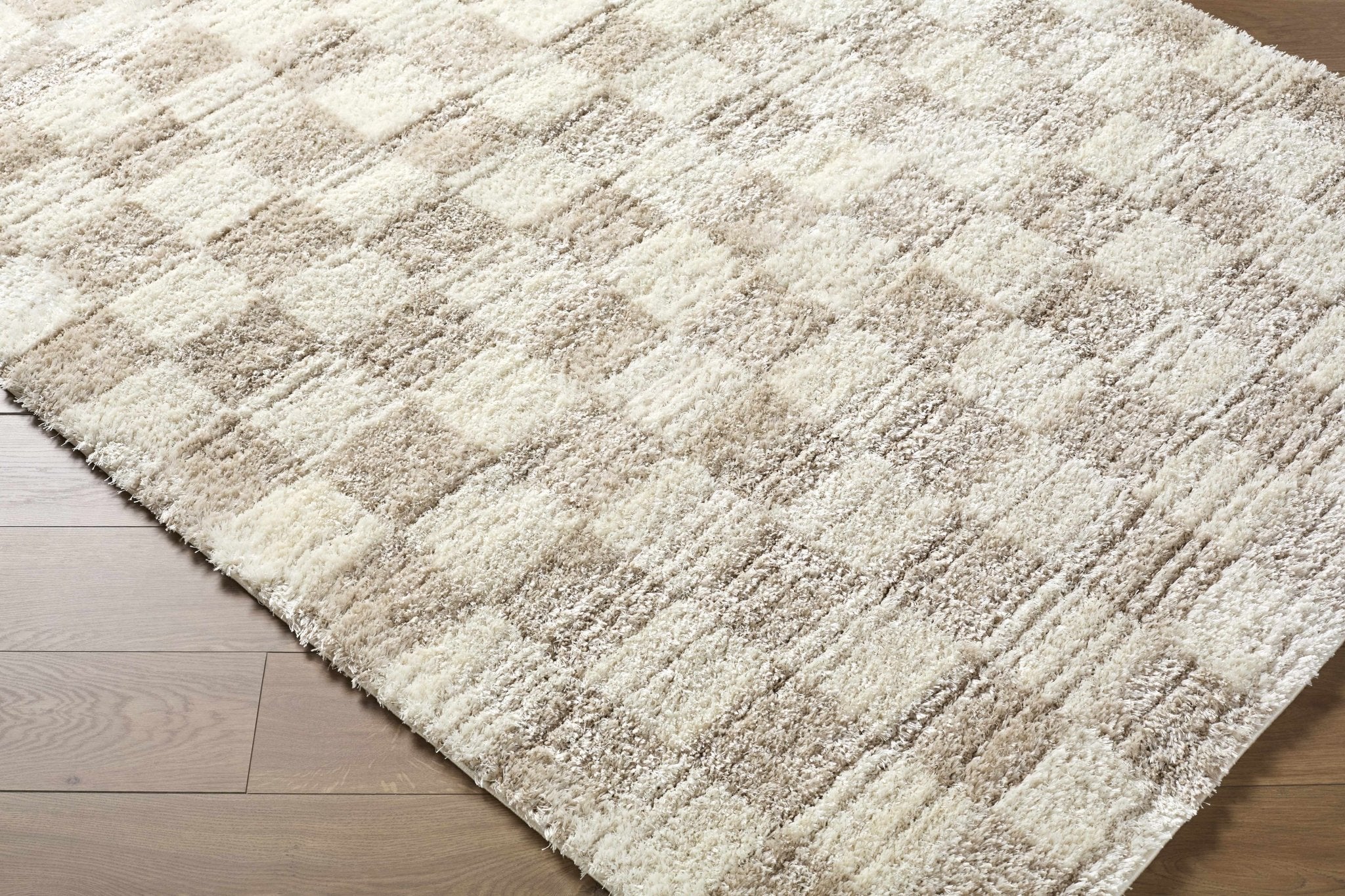 Modern Geometrical Design Cream Machine Woven Area Rug - Image 9