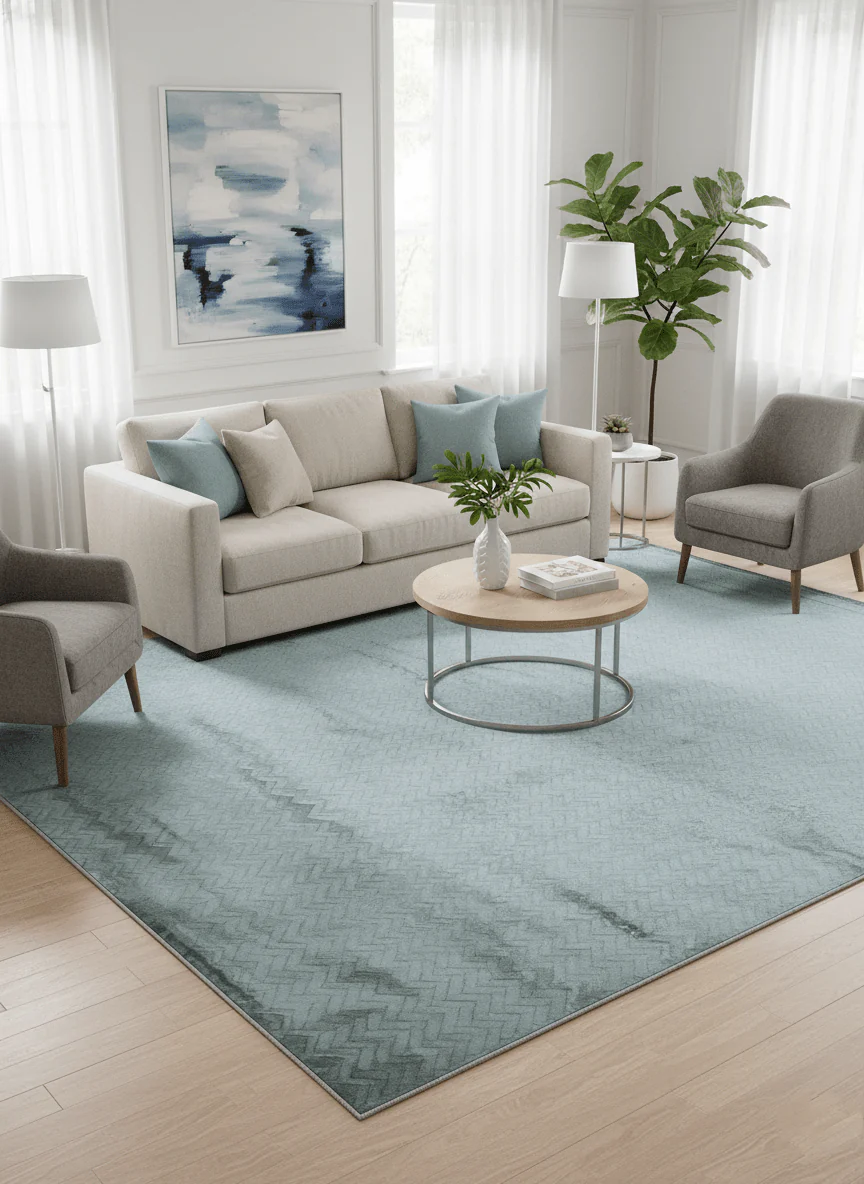 Modern Geometrical Design Dark Teal Hand Loom 9.5x13 Art Silk Area Rug - Image 2