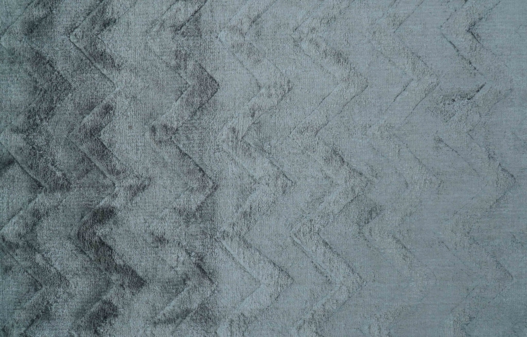 Modern Geometrical Design Dark Teal Hand Loom 9.5x13 Art Silk Area Rug - Image 4