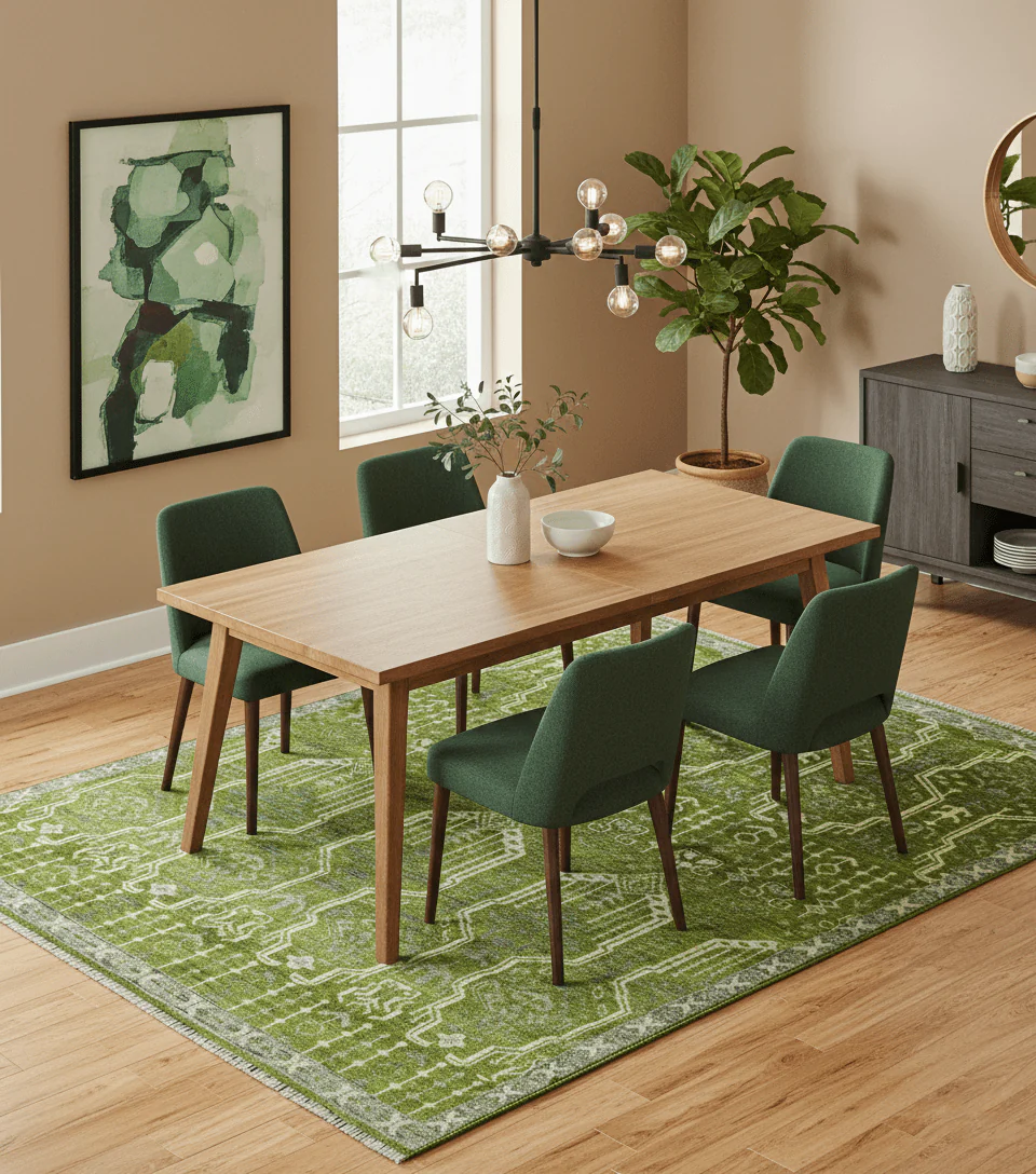 Contemporary Design Green And Beige Hand Knotted 8x10 Wool Area Rug - Image 2