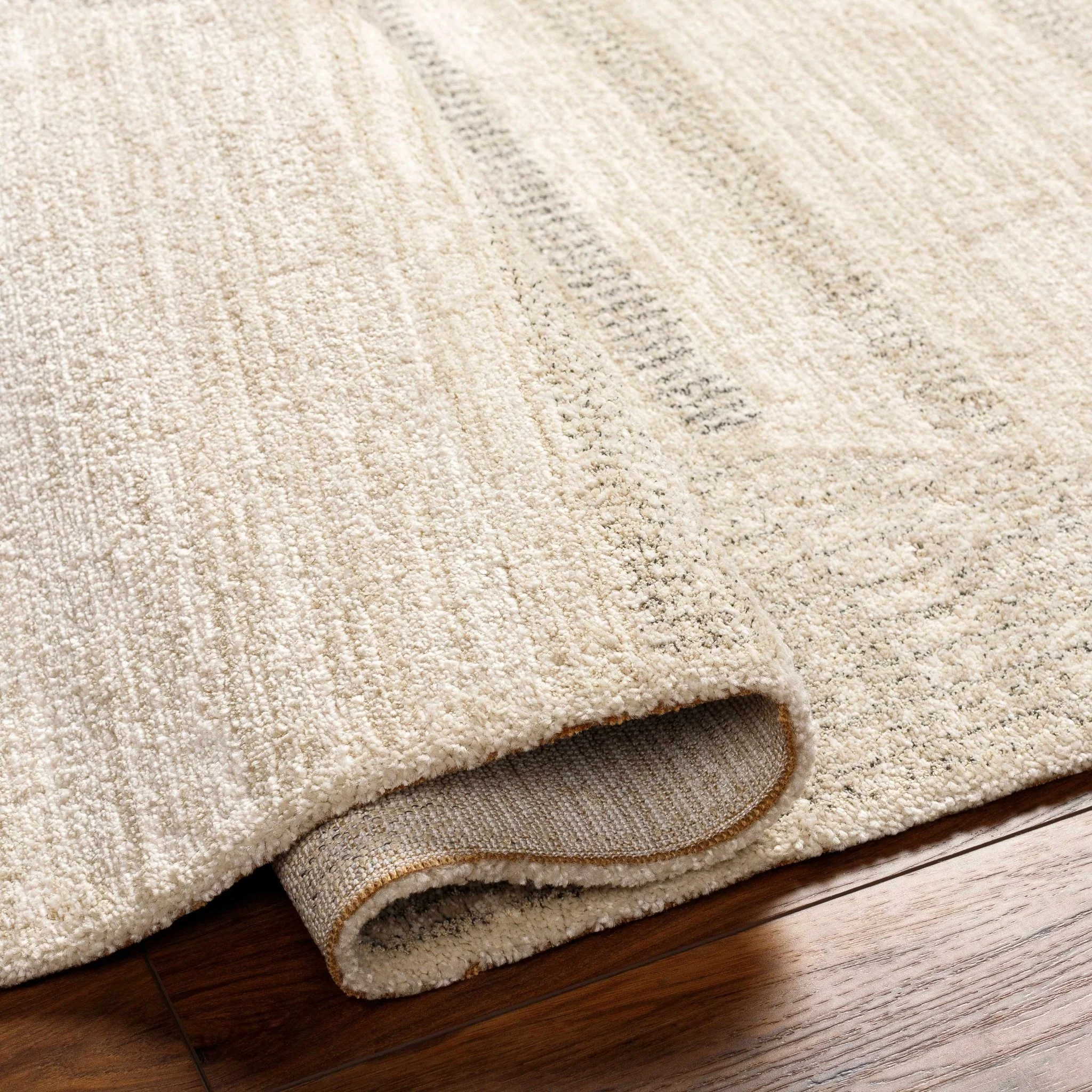 Modern Geometrical Design Ivory Machine Woven Rug - Image 4