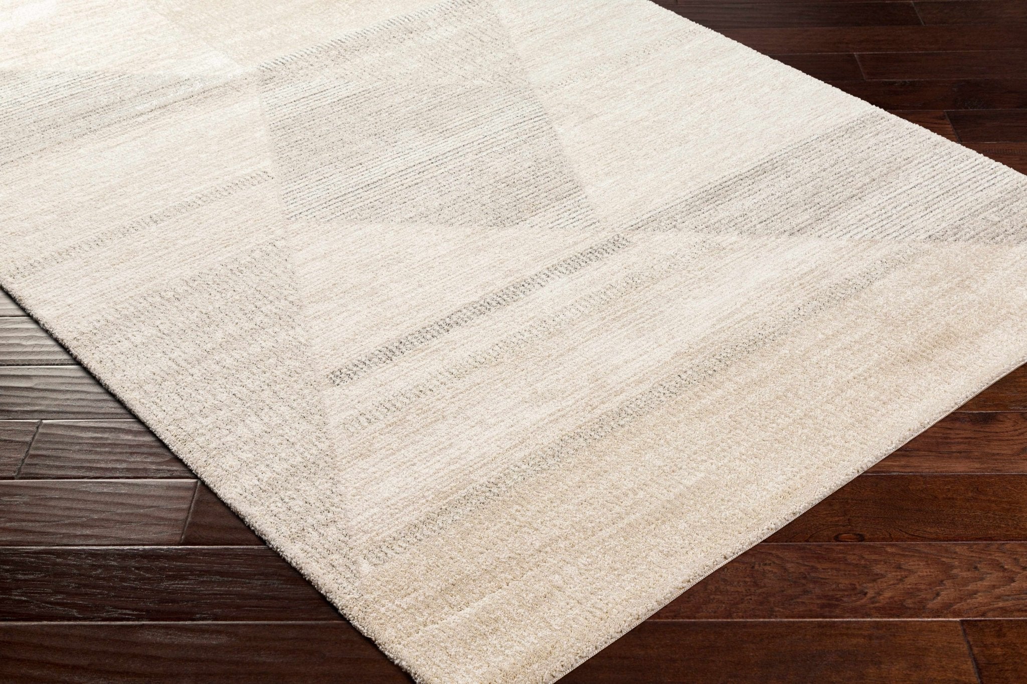 Modern Geometrical Design Ivory Machine Woven Rug - Image 5