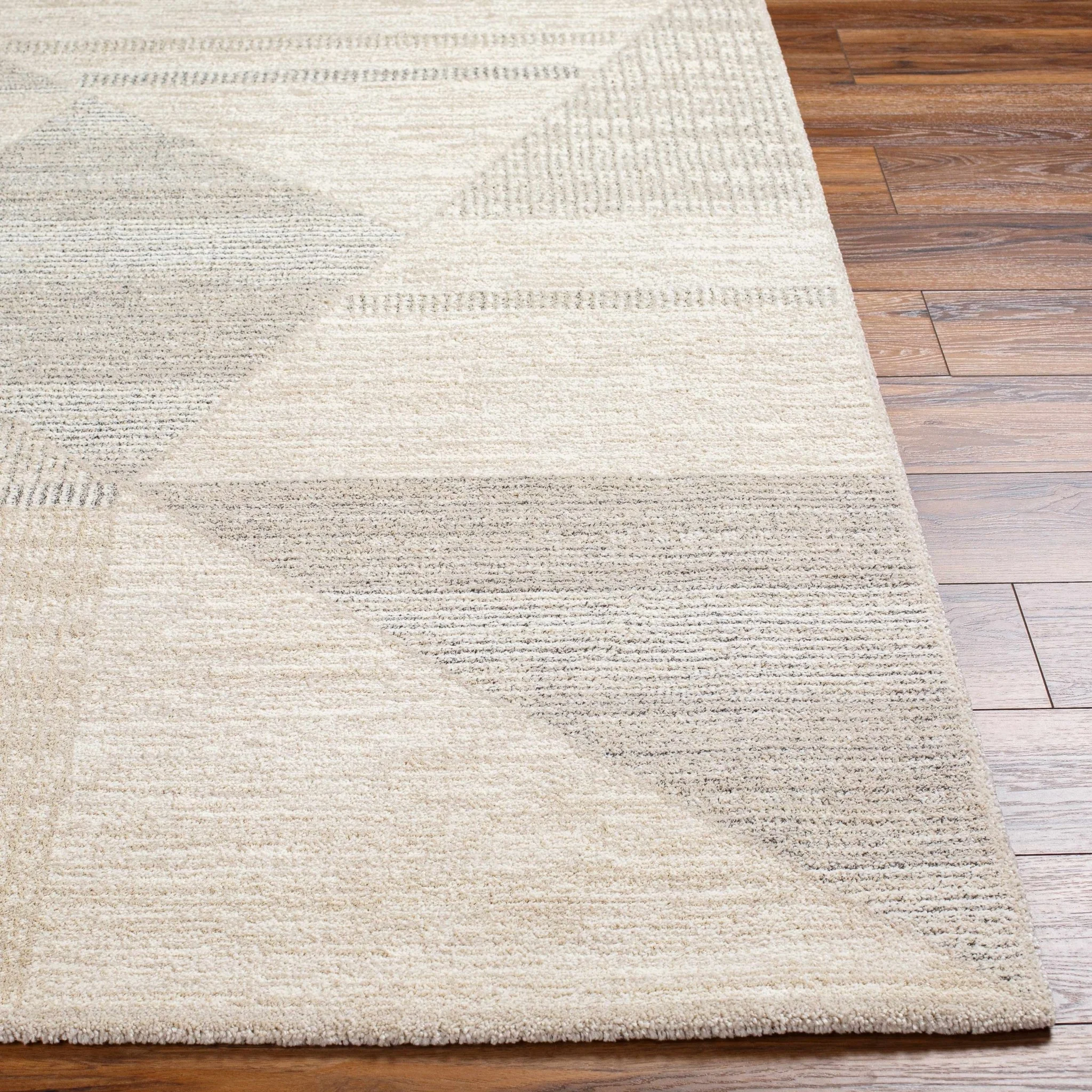 Modern Geometrical Design Ivory Machine Woven Rug - Image 6