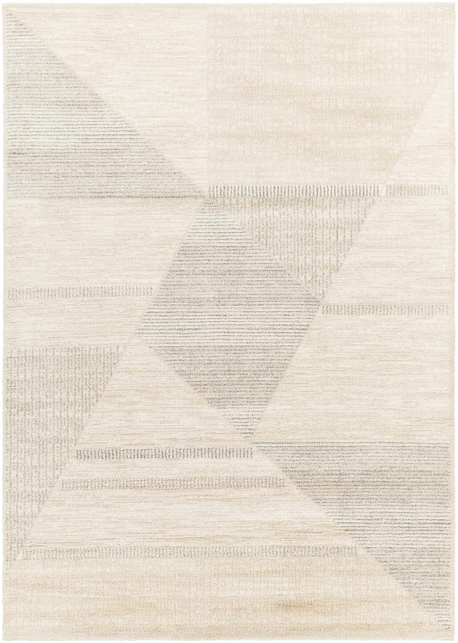Modern Geometrical Design Ivory Machine Woven Rug - Image 7
