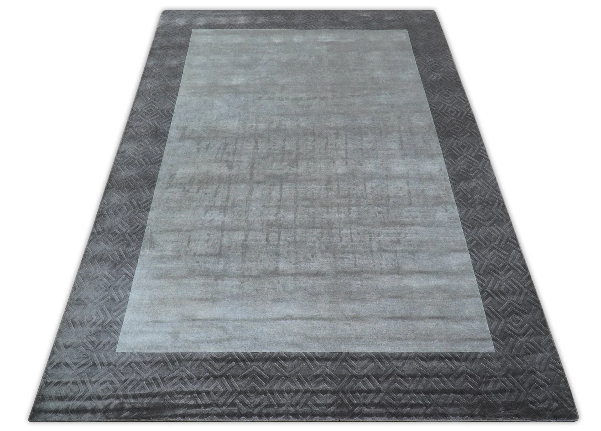 Modern Geometrical Design Silver Hand Loom 10x13 Art Silk Area Rug - Image 10
