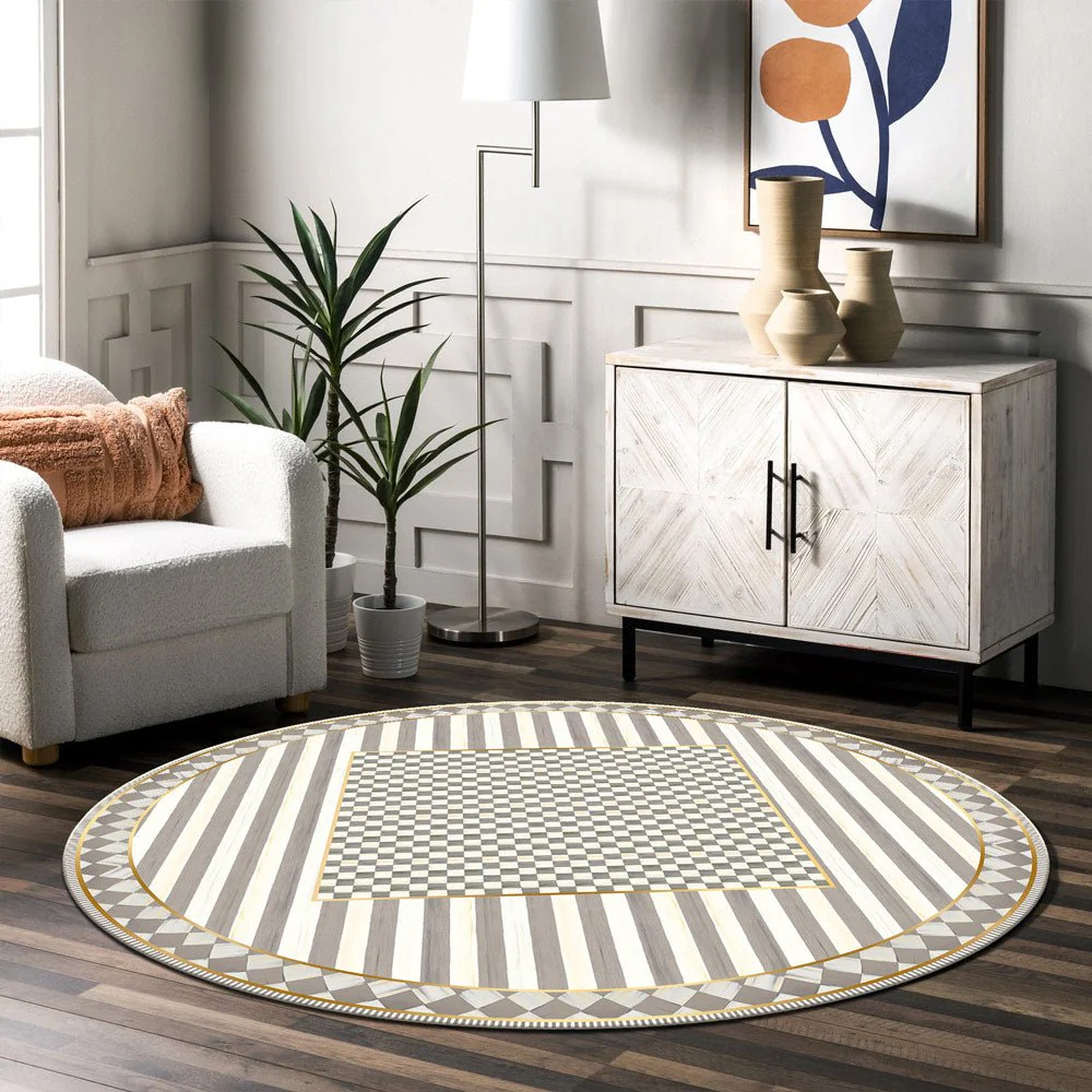Modern Geometrical Gray And Ivory Machine Washable Cotton Area Rug - Image 5