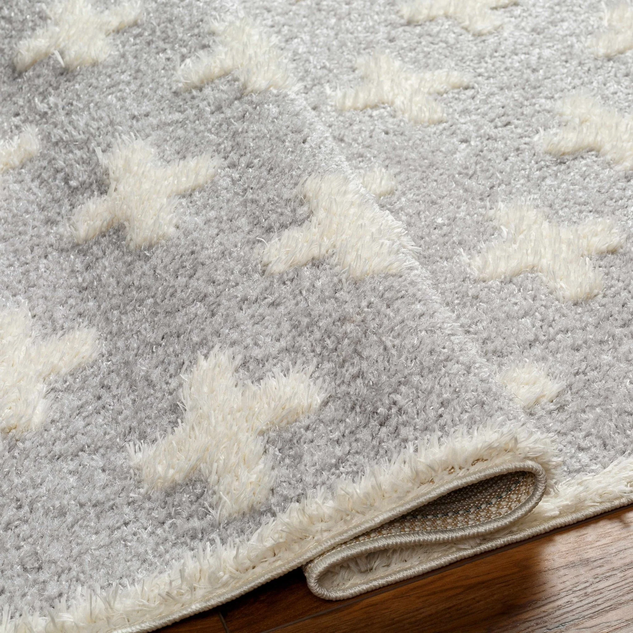 Modern Geometrical Gray and Ivory Plush Pile area rug - Image 2