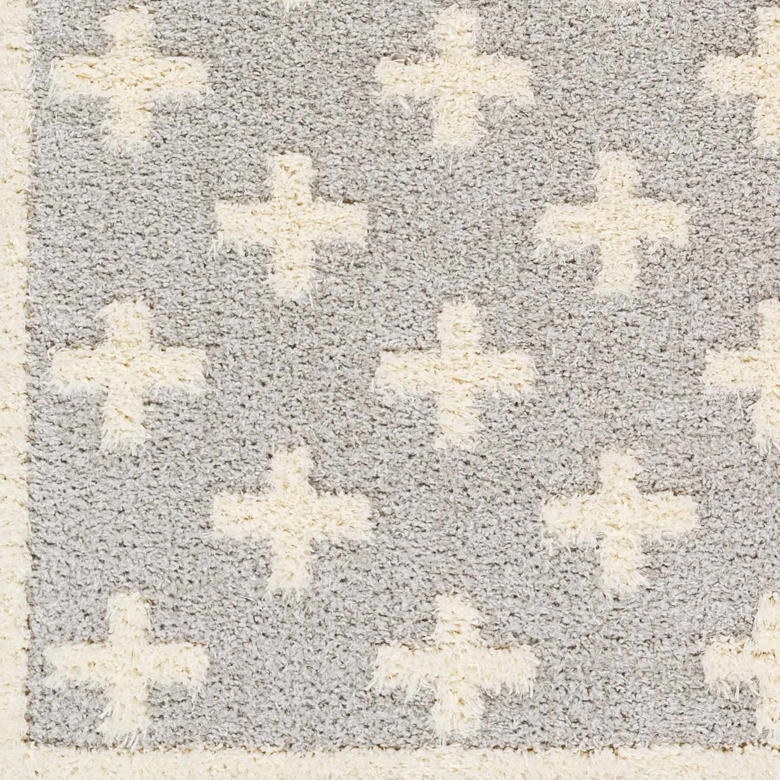 Modern Geometrical Gray and Ivory Plush Pile area rug - Image 6
