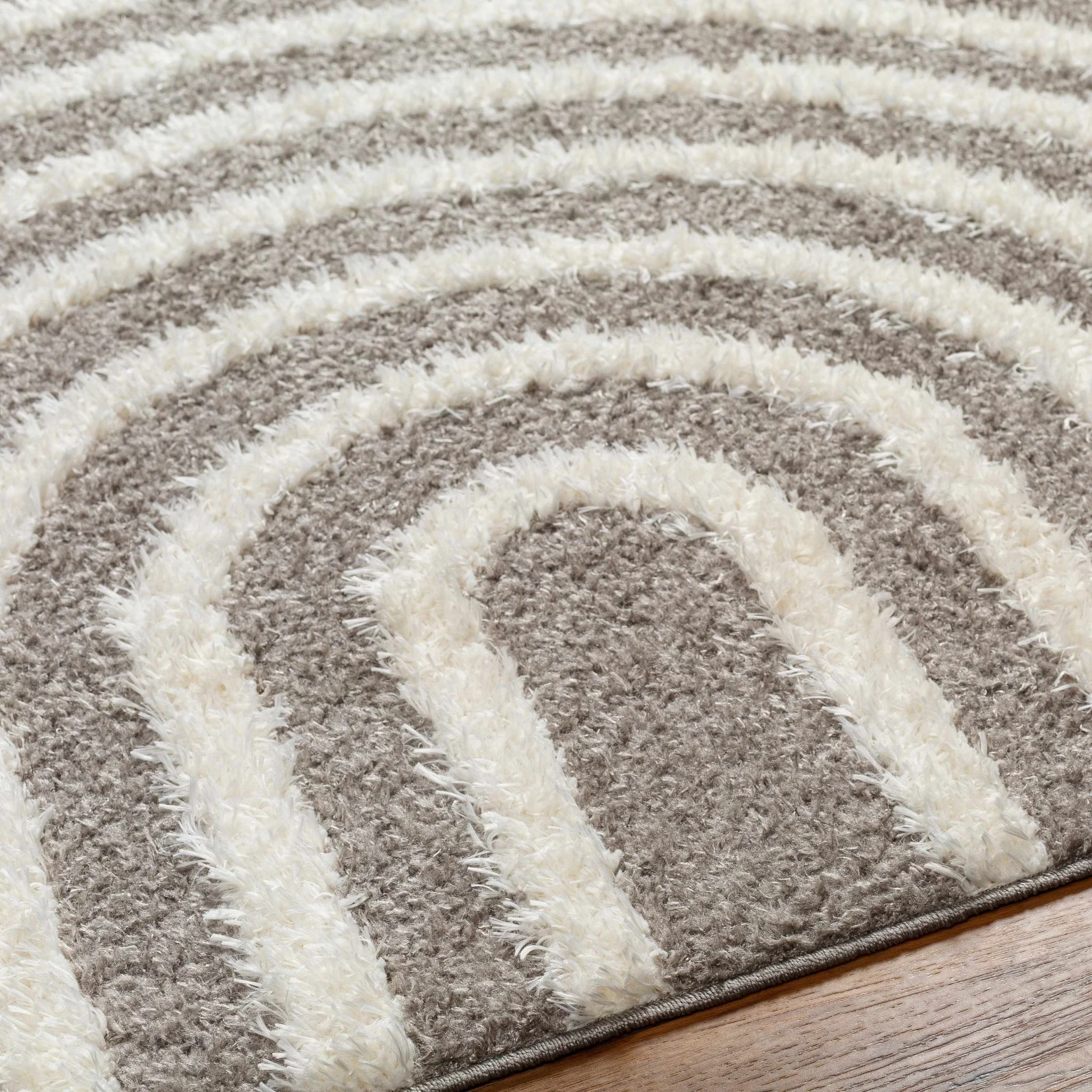 Modern Geometrical Gray and Ivory Plush Pile area rug - Image 6
