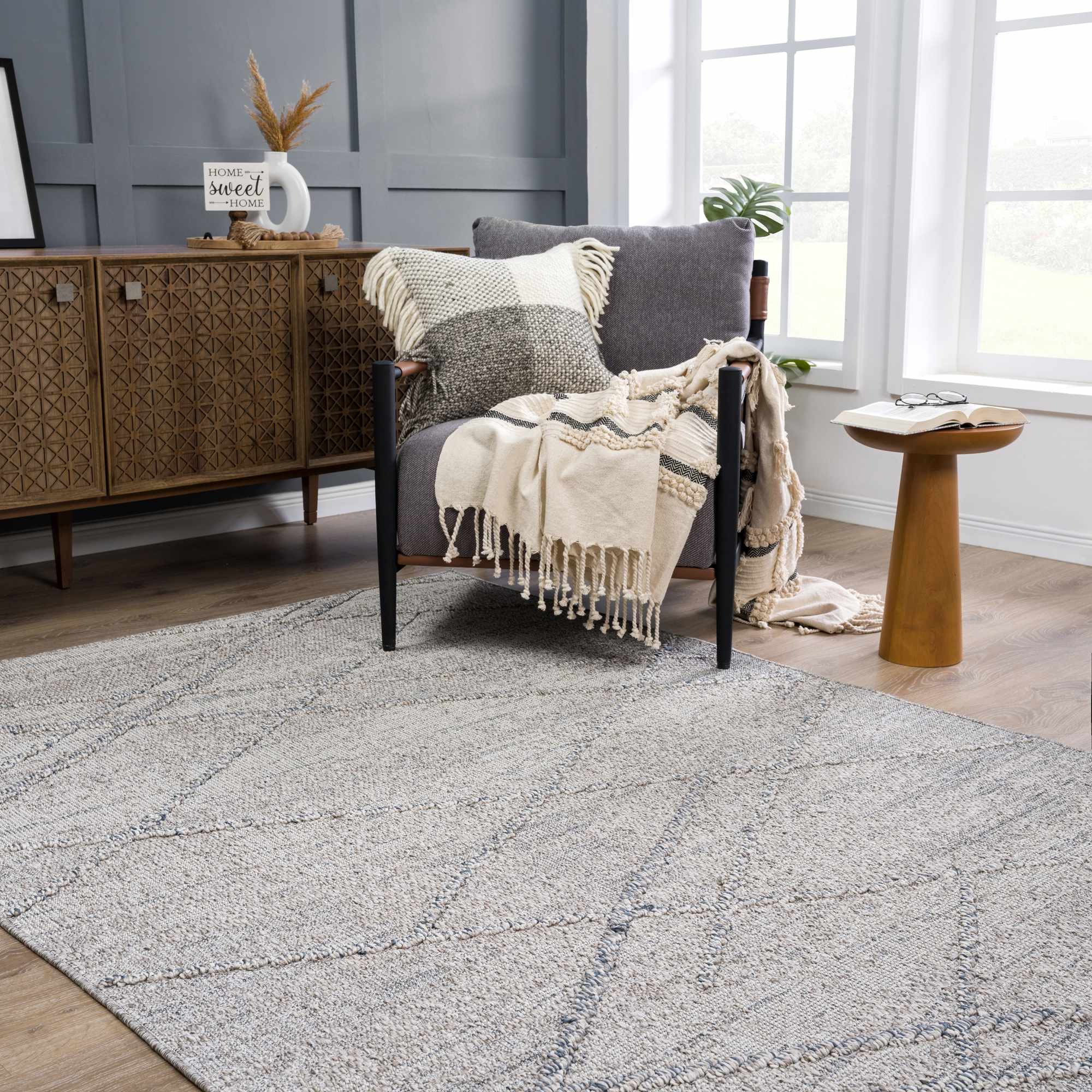 Modern Contemporary Geometrical Gray Outdoor Safe Area Rug - Image 16