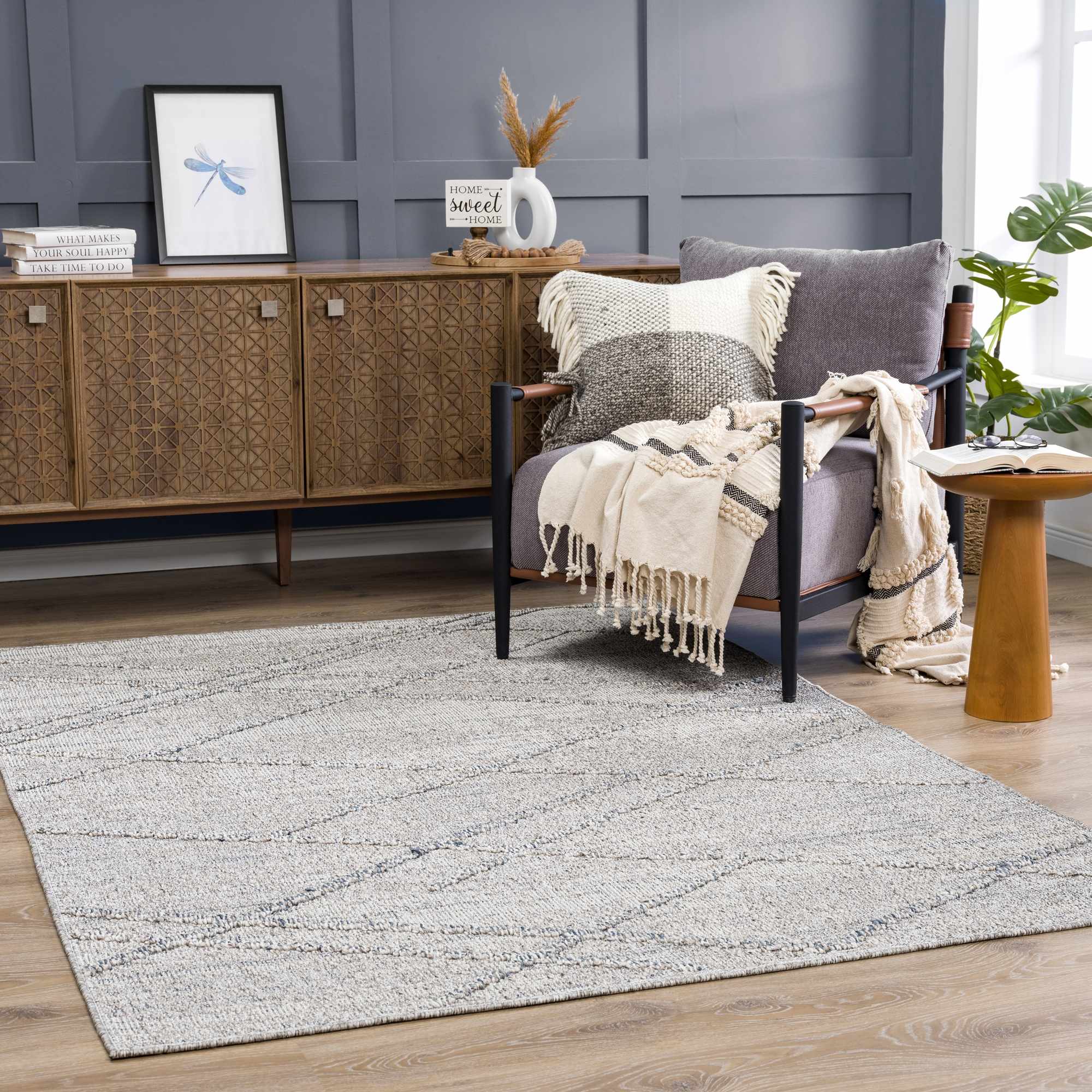 Modern Contemporary Geometrical Gray Outdoor Safe Area Rug - Image 3