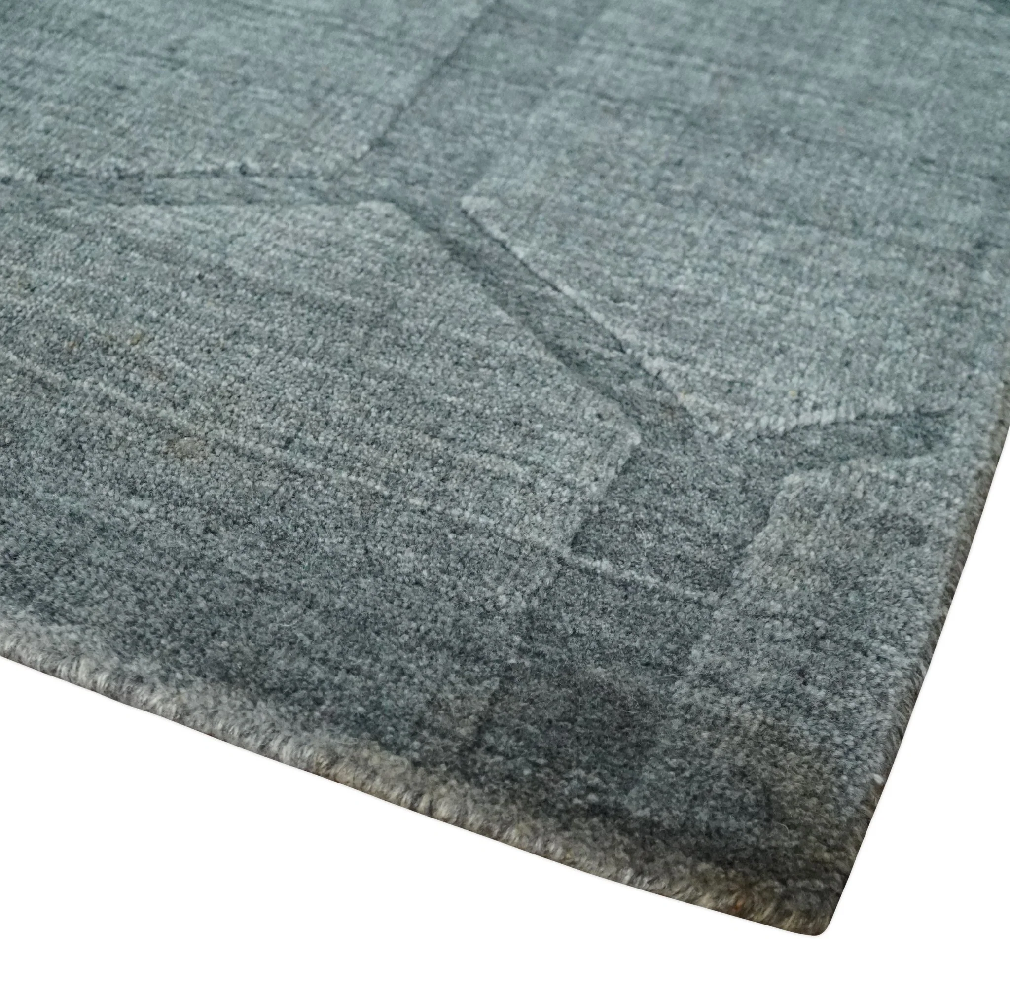 Modern Geometrical Hand Woven 2x3 Charcoal Area Rug made with Art Silk | N7123 - Image 3
