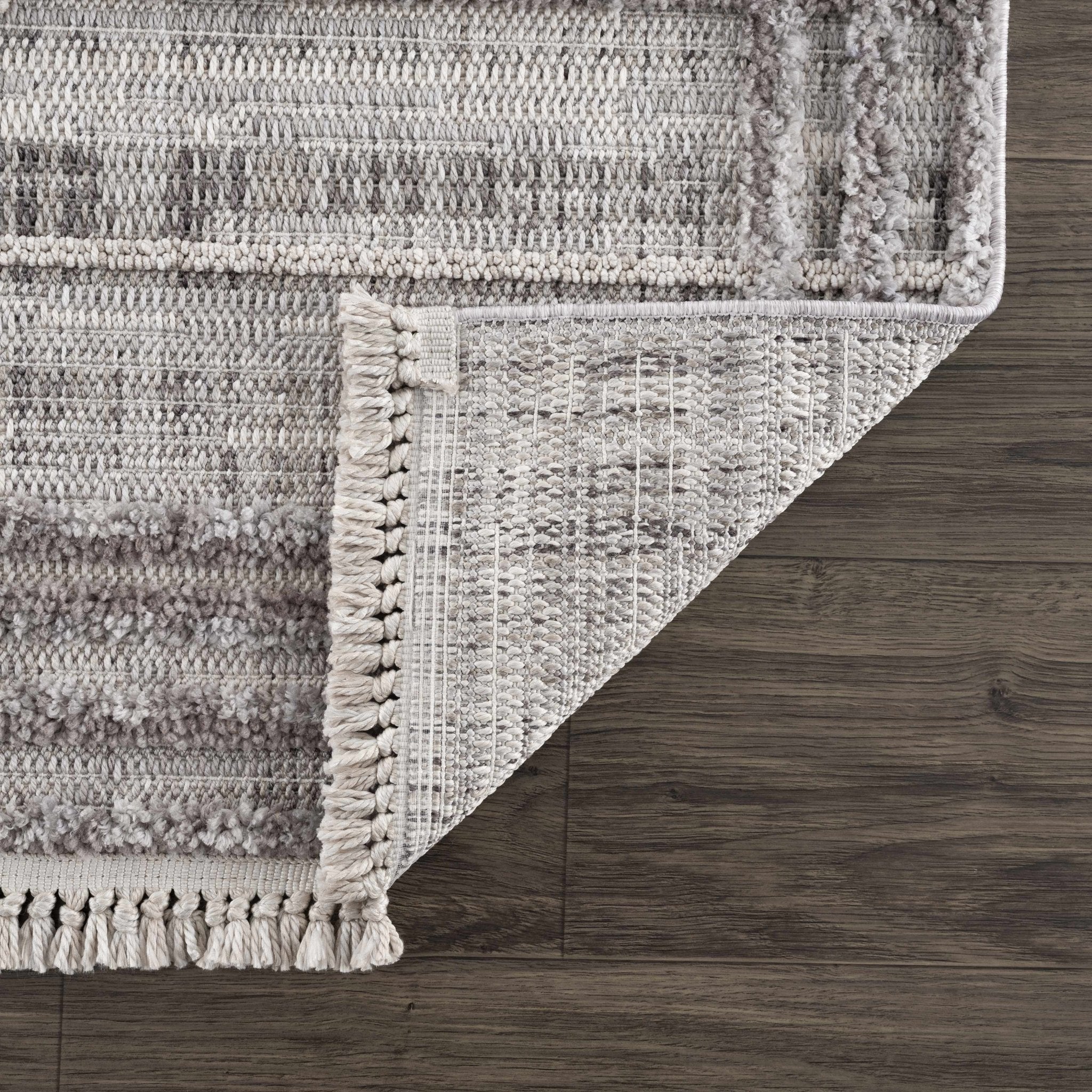 Modern Geometrical High Low Texture Silver and Dark Purple Area Rug - Image 10
