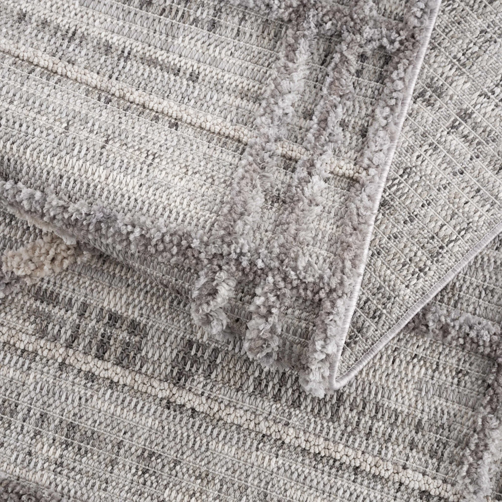 Modern Geometrical High Low Texture Silver and Dark Purple Area Rug - Image 13