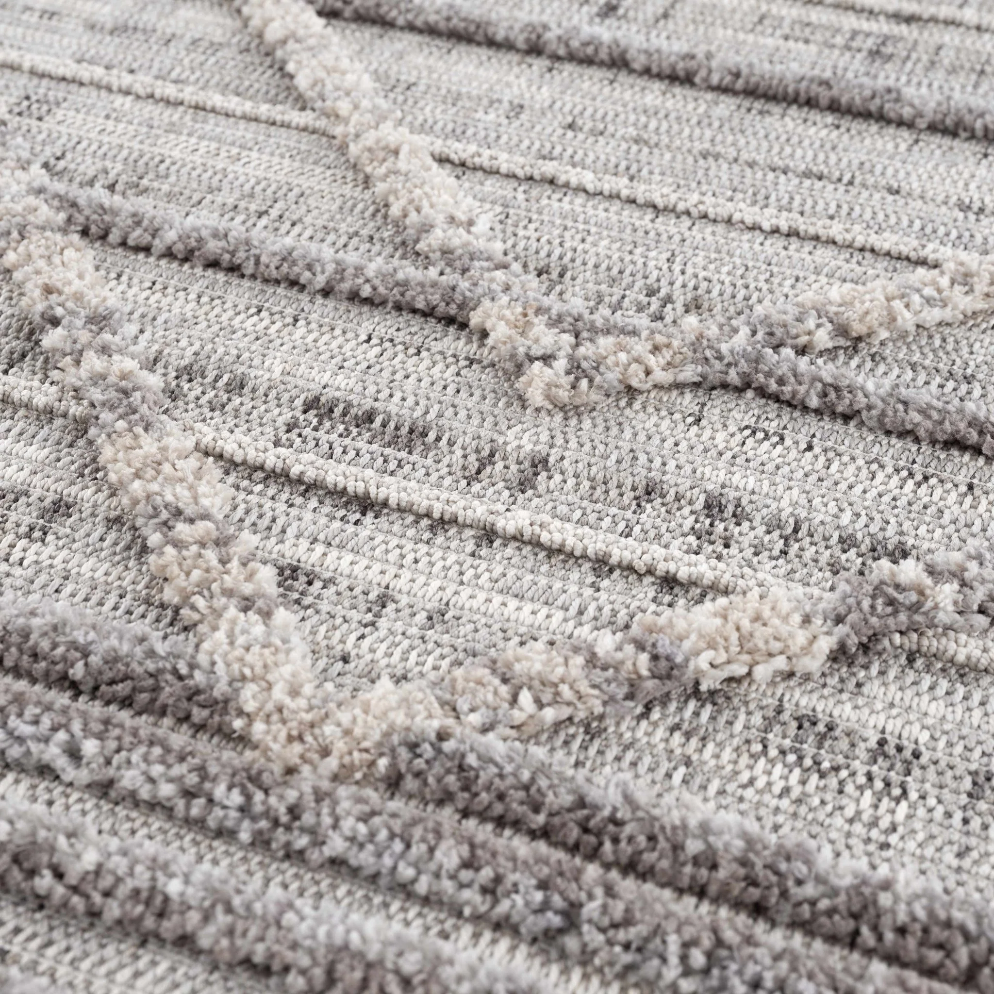 Modern Geometrical High Low Texture Silver and Dark Purple Area Rug - Image 17