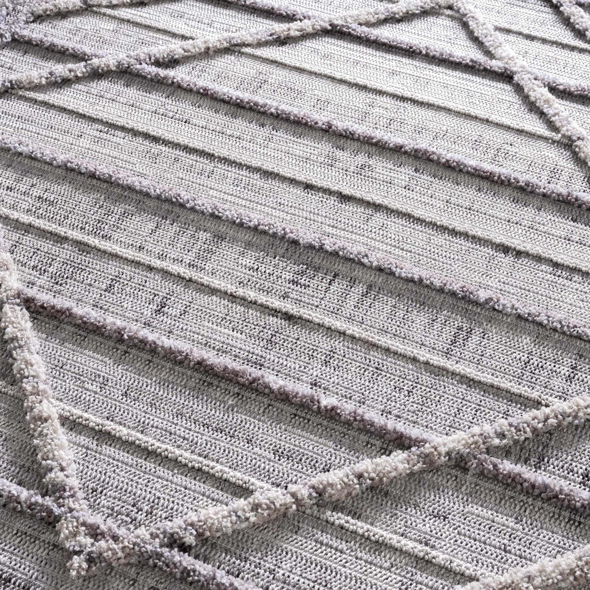 Modern Geometrical High Low Texture Silver and Dark Purple Area Rug - Image 18