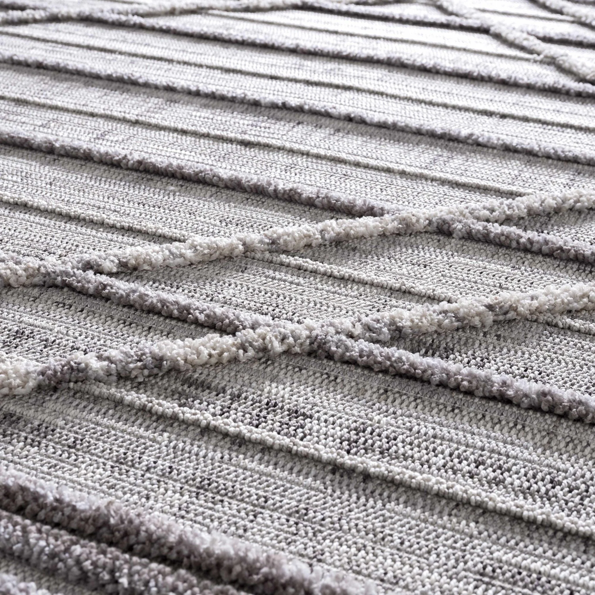 Modern Geometrical High Low Texture Silver and Dark Purple Area Rug - Image 19