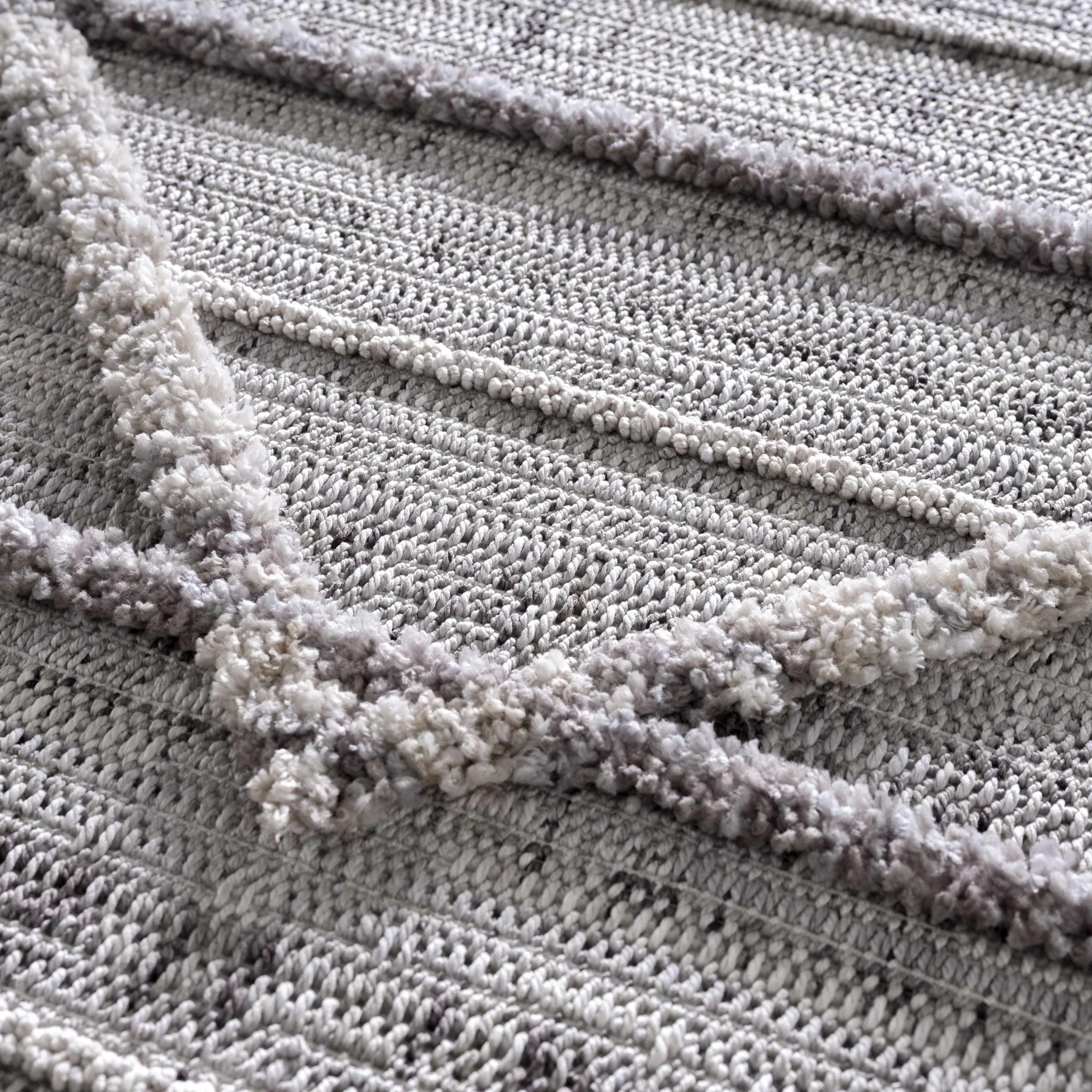 Modern Geometrical High Low Texture Silver and Dark Purple Area Rug - Image 20