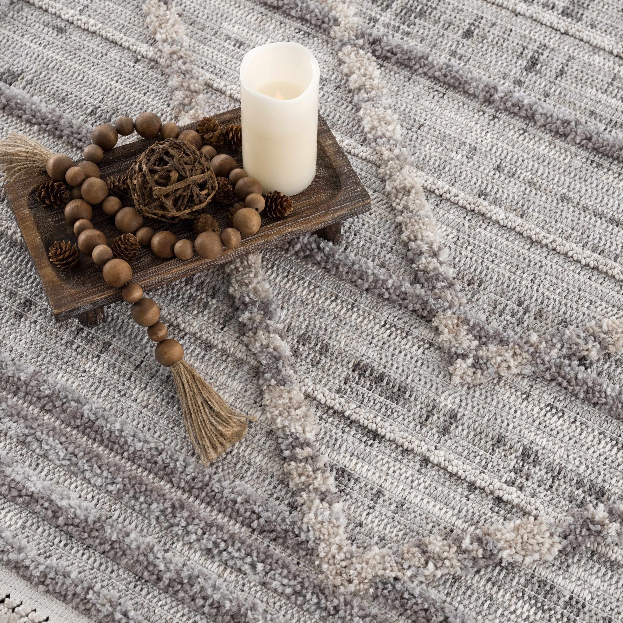 Modern Geometrical High Low Texture Silver and Dark Purple Area Rug - Image 21