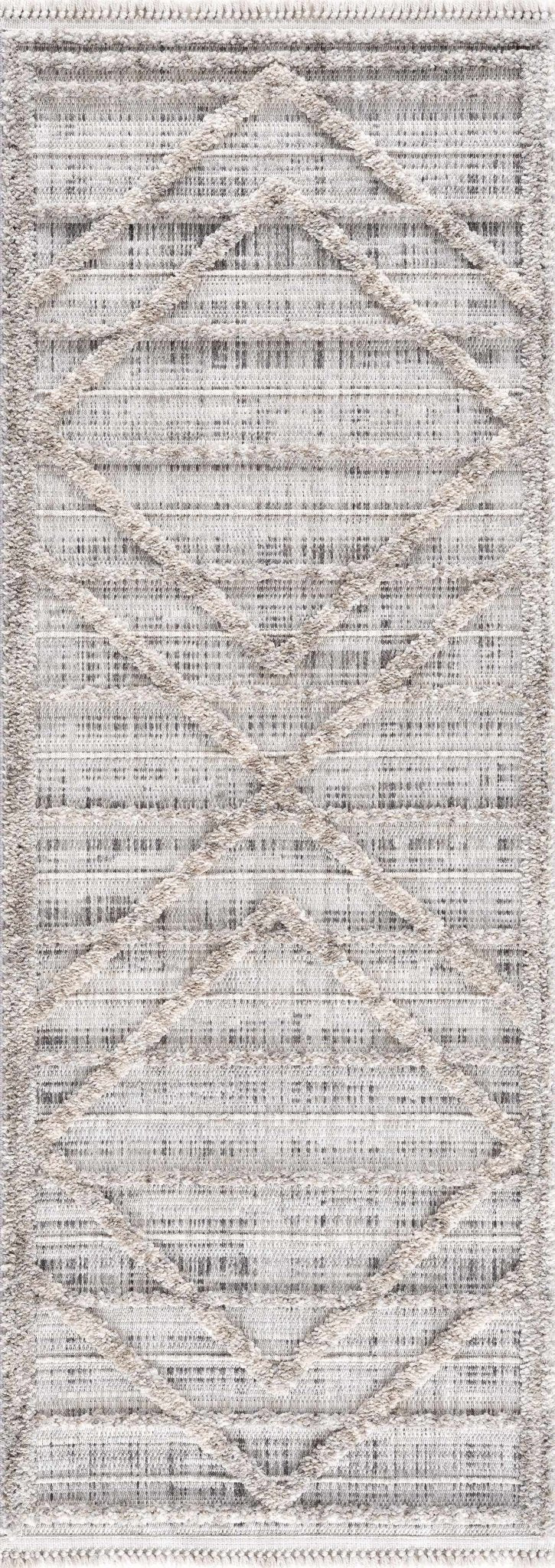Modern Geometrical High Low Texture Silver and Dark Purple Area Rug - Image 8