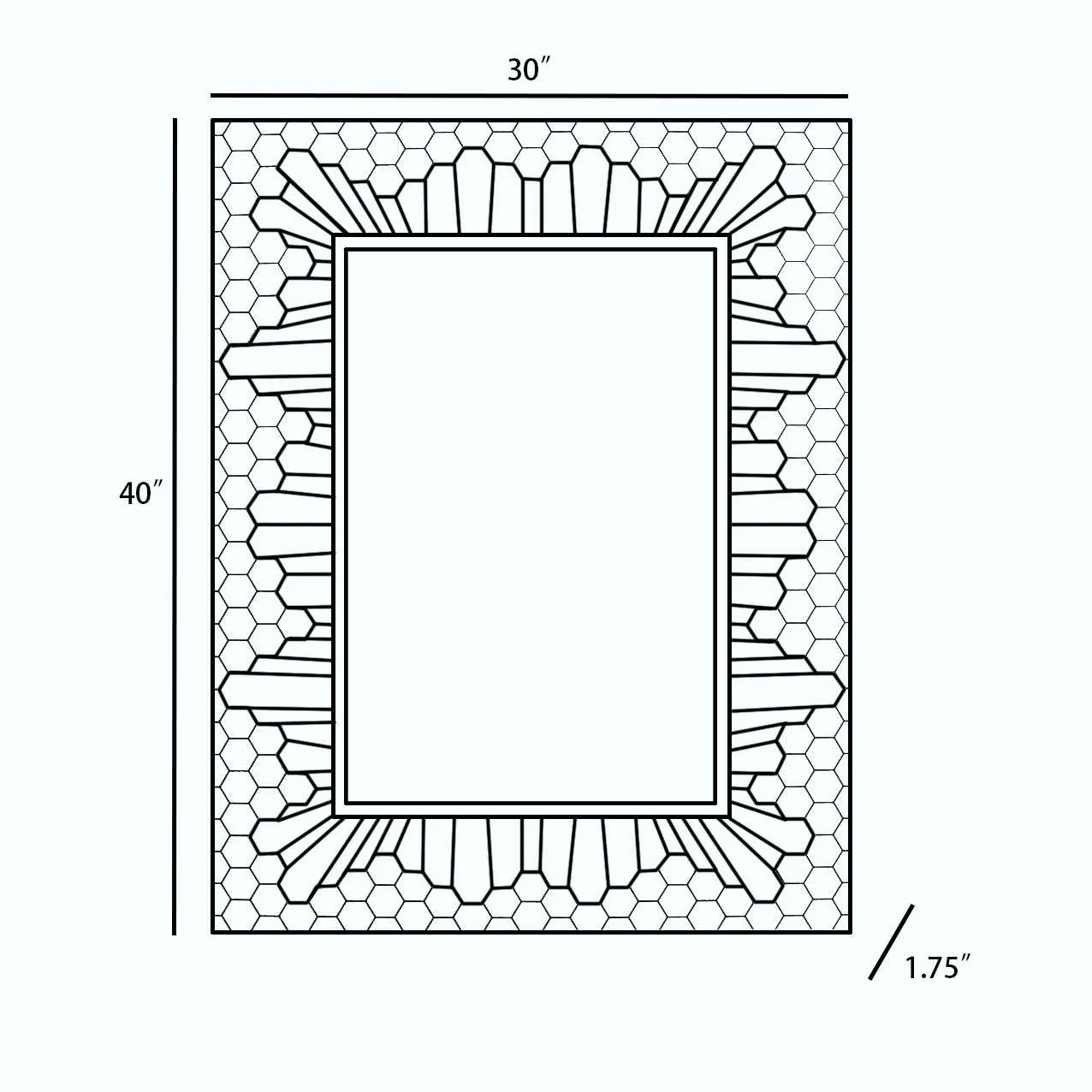 Modern Geometrical Honey Comb Design White and Brown Rectangle Wall Mirror - Image 6