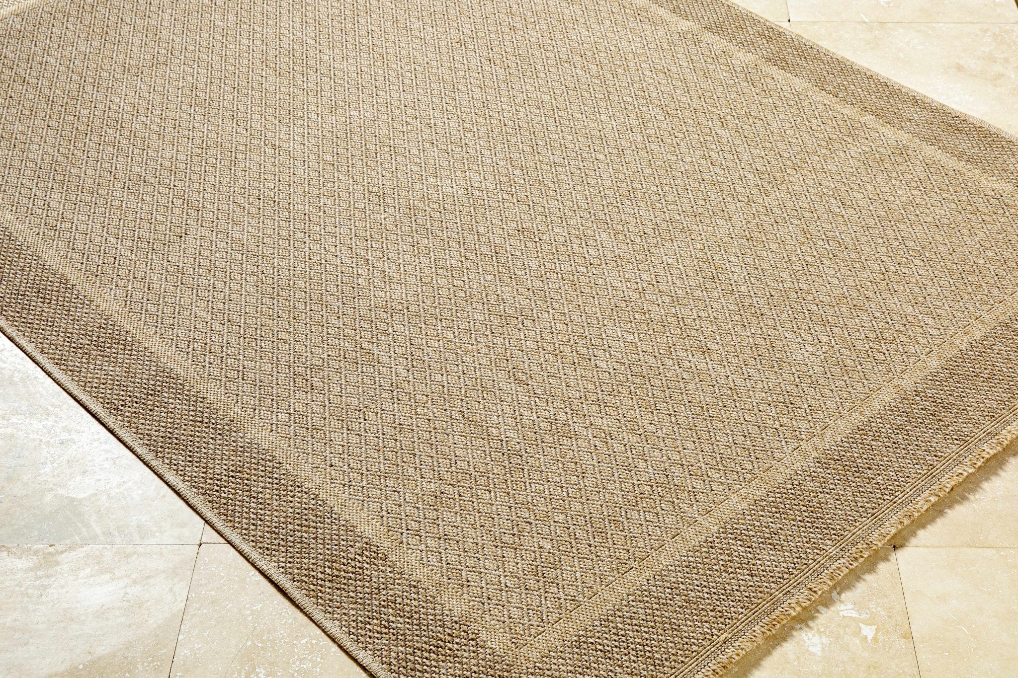 Modern Geometrical Ikuyo Tan And Brown Machine Woven Indoor & Outdoor Rug - Image 11