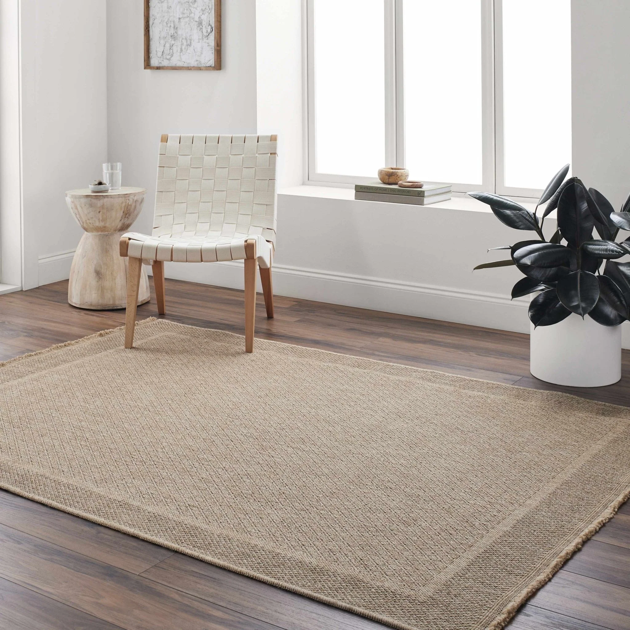 Modern Geometrical Ikuyo Tan And Brown Machine Woven Indoor & Outdoor Rug - Image 7