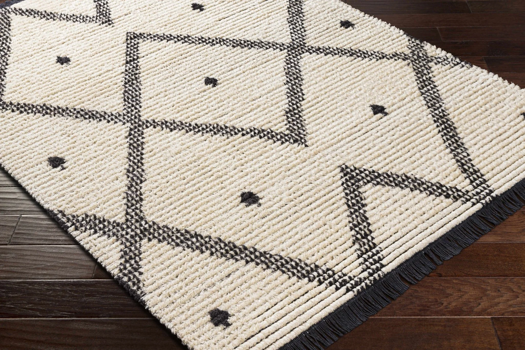 Modern Geometrical Ivory and Charcoal Stripes texture area rug - Image 9