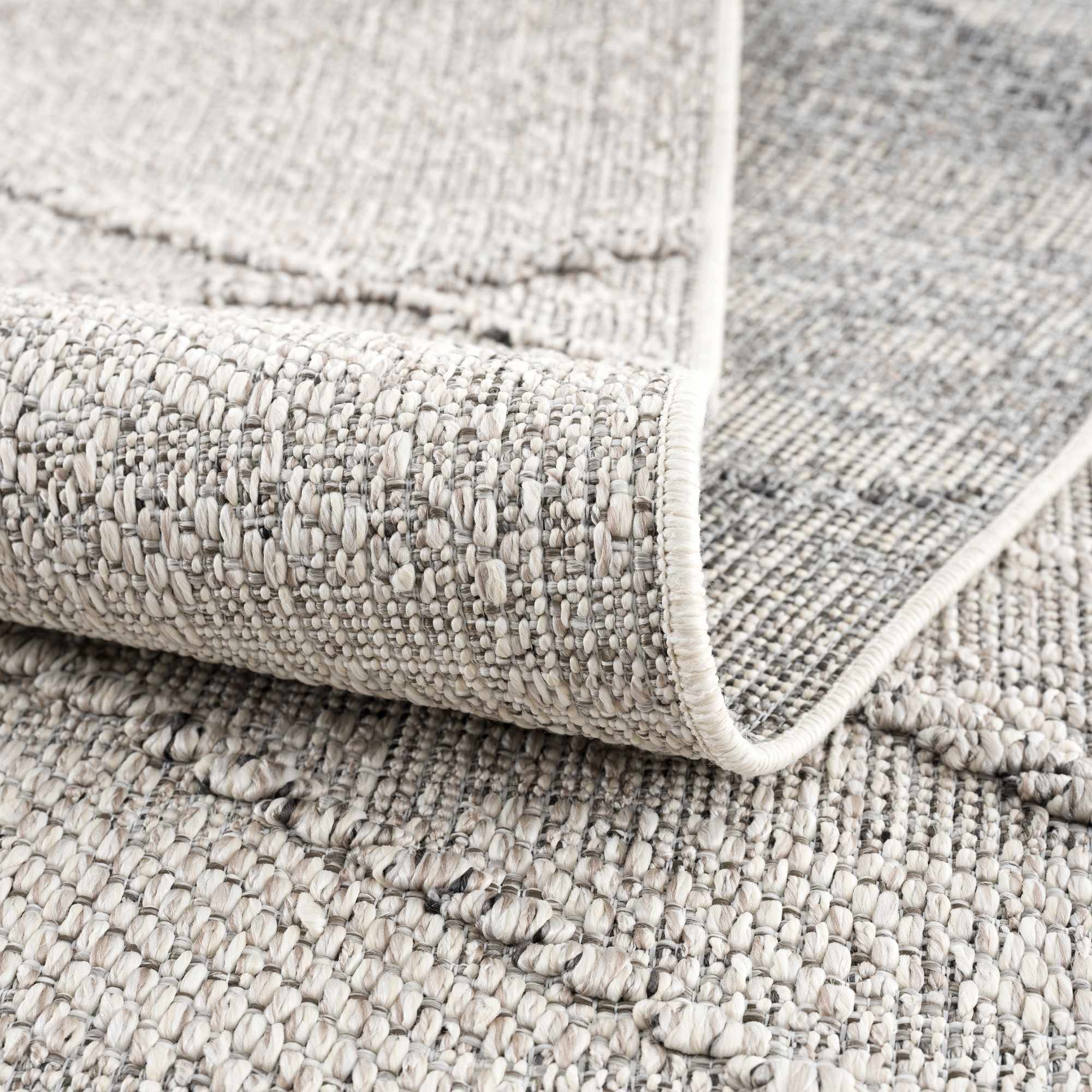 Modern Geometrical Ivory and Gray Outdoor Safe Area Rug - Image 7