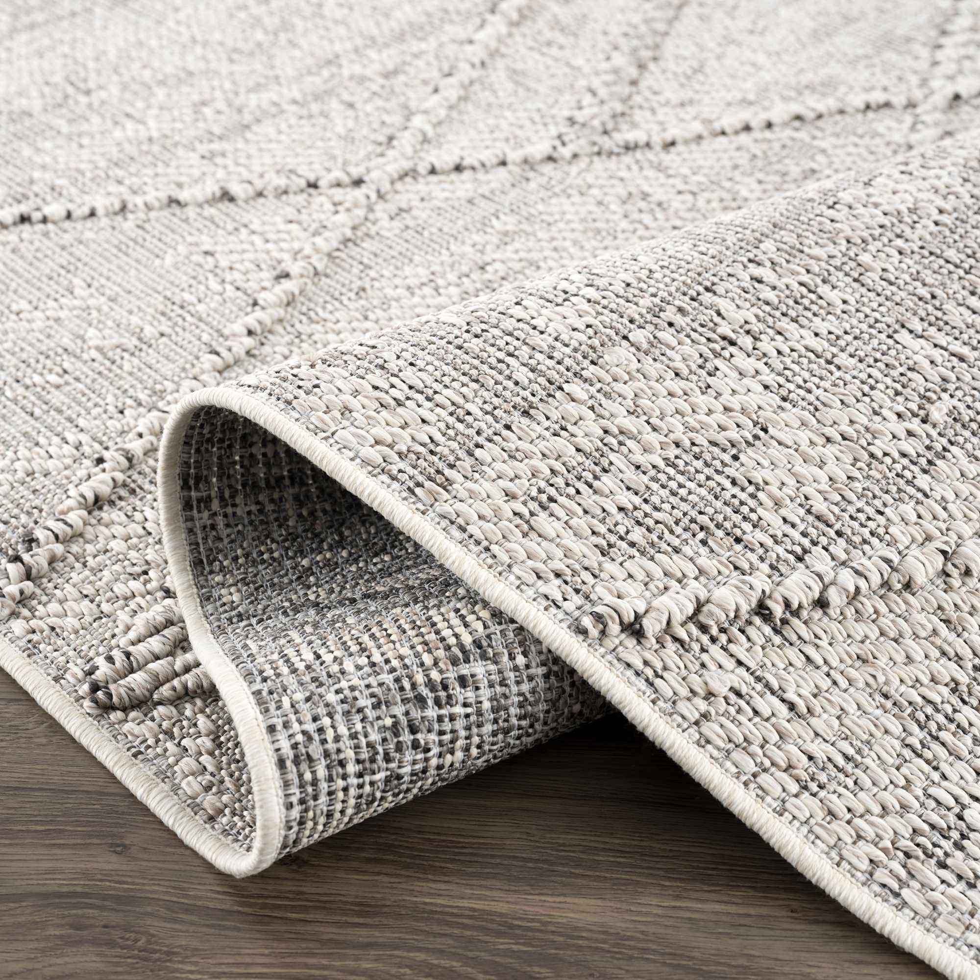 Modern Geometrical Ivory and Gray Outdoor Safe Area Rug - Image 9