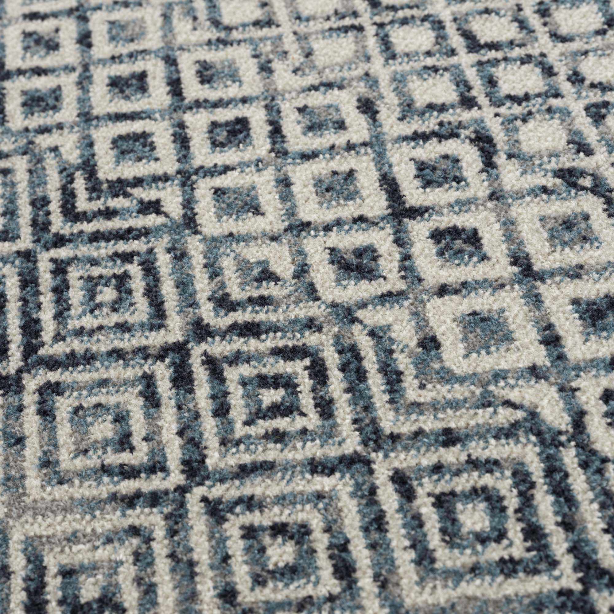 Modern Geometrical Ivory, and Teal Washable Area Rug - Image 12