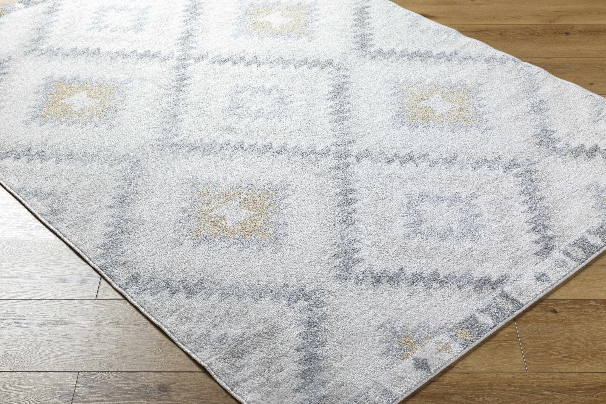 Modern Geometrical Ivory, Charcoal and Camel Southwestern area rug - Image 3