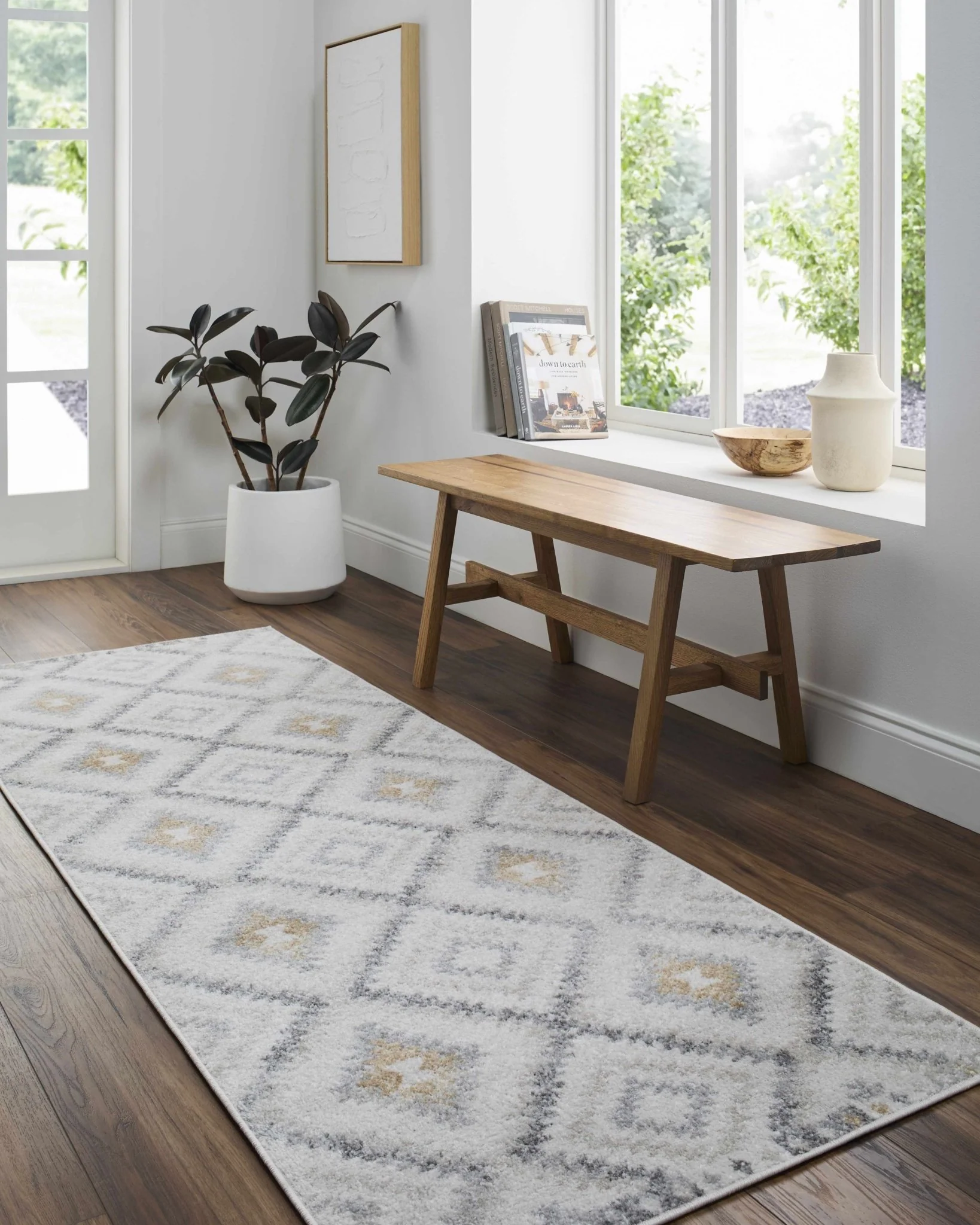 Modern Geometrical Ivory, Charcoal and Camel Southwestern area rug - Image 8