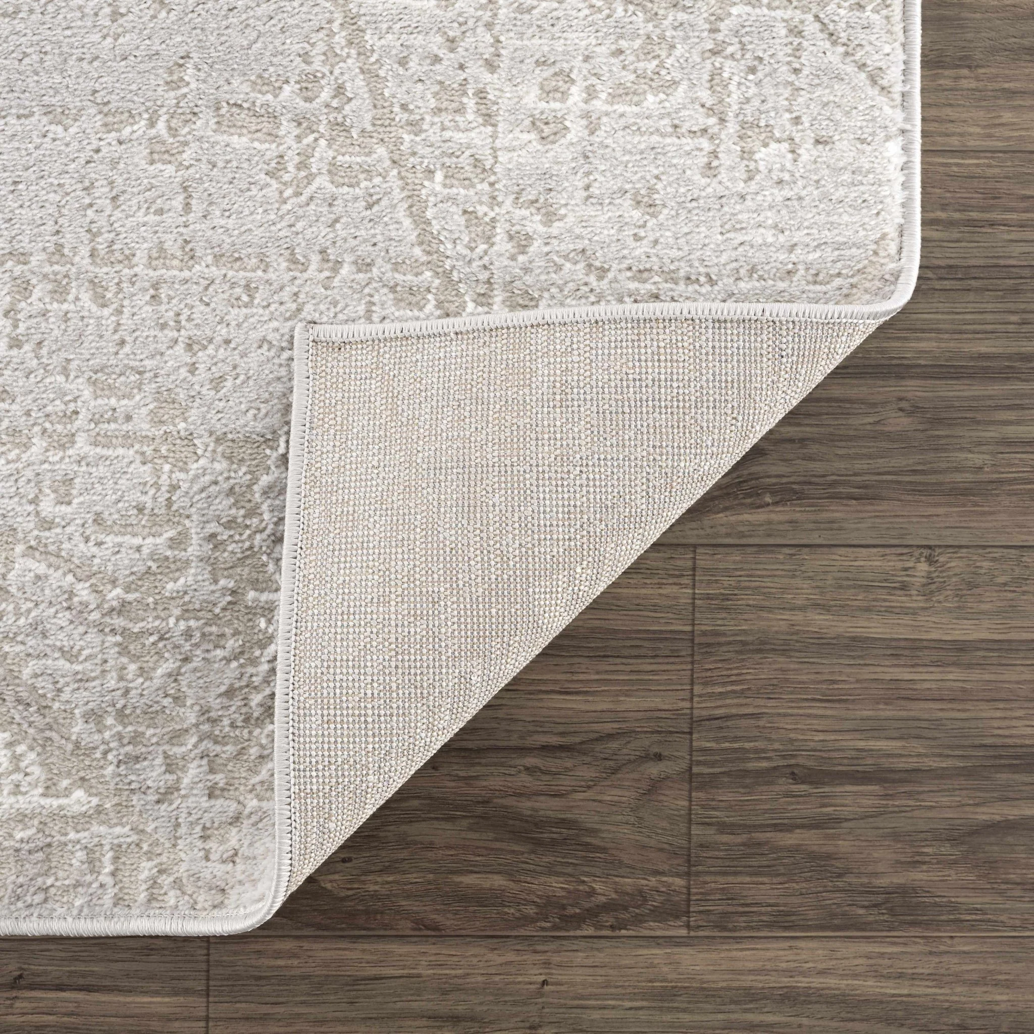 Modern Geometrical Ivory, Silver and Purple Area Rug - Image 3